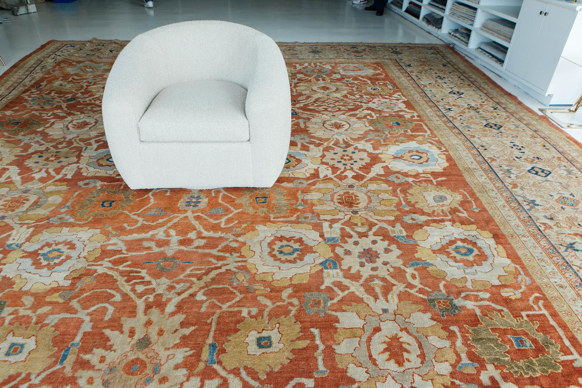 Tapis persan ancien de Sultanabad tissé à la main du 19ème siècle en vente 12