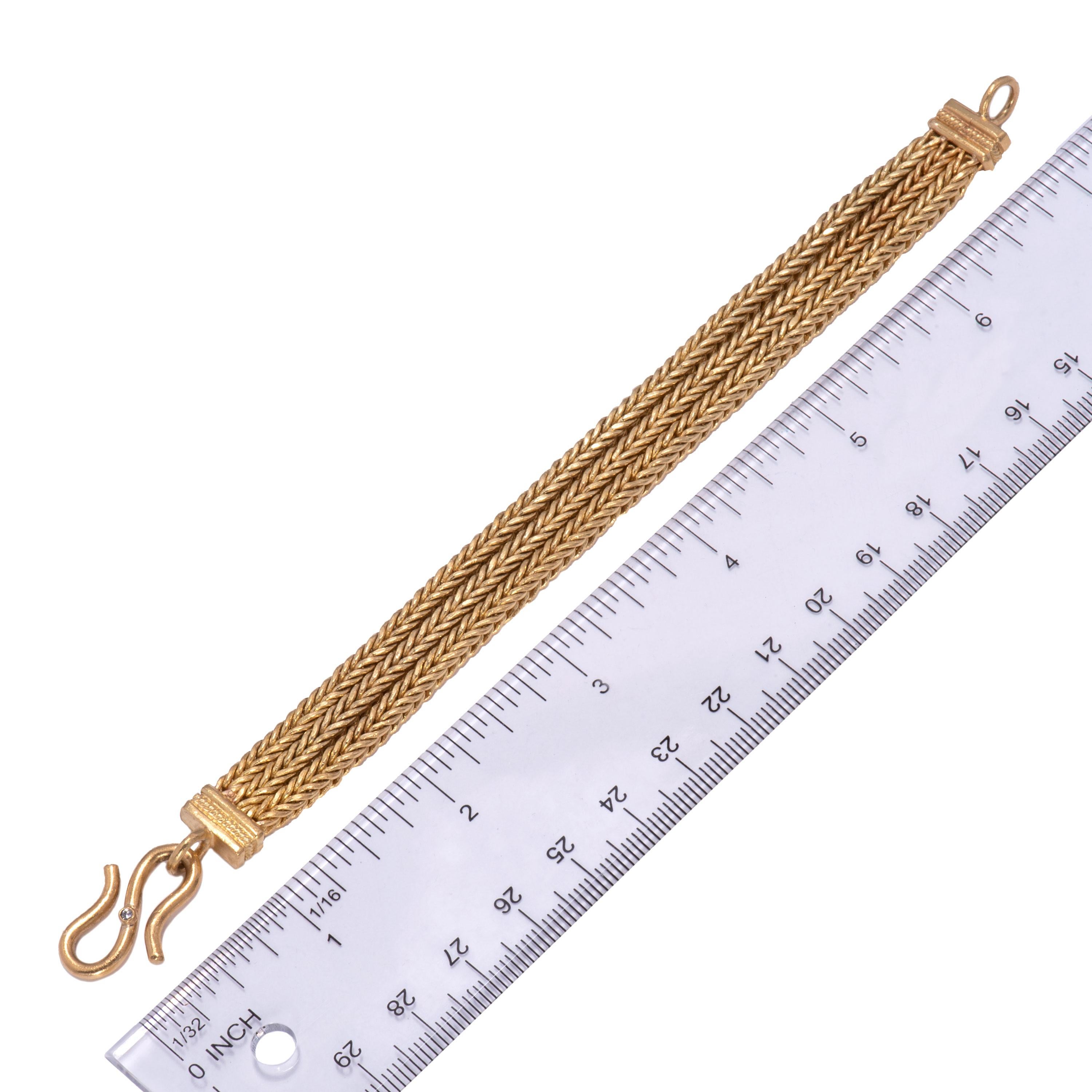 Handwoven 22 Karat Gold Triple Strand Bracelet In New Condition For Sale In Santa Fe, NM