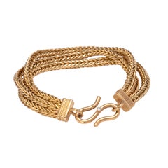 Handwoven 22 Karat Gold Triple Strand Bracelet