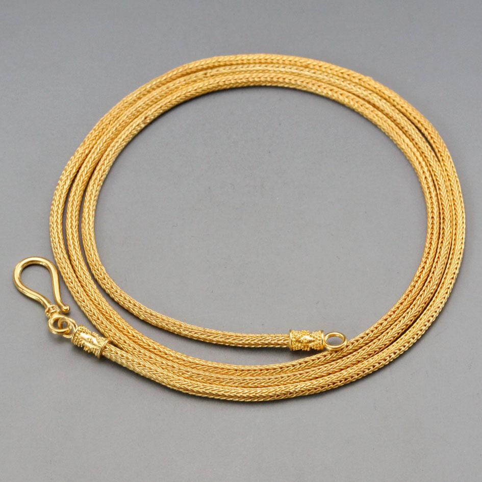 Women's or Men's Steven Battelle Handwoven 18K Gold Snake Chain 24