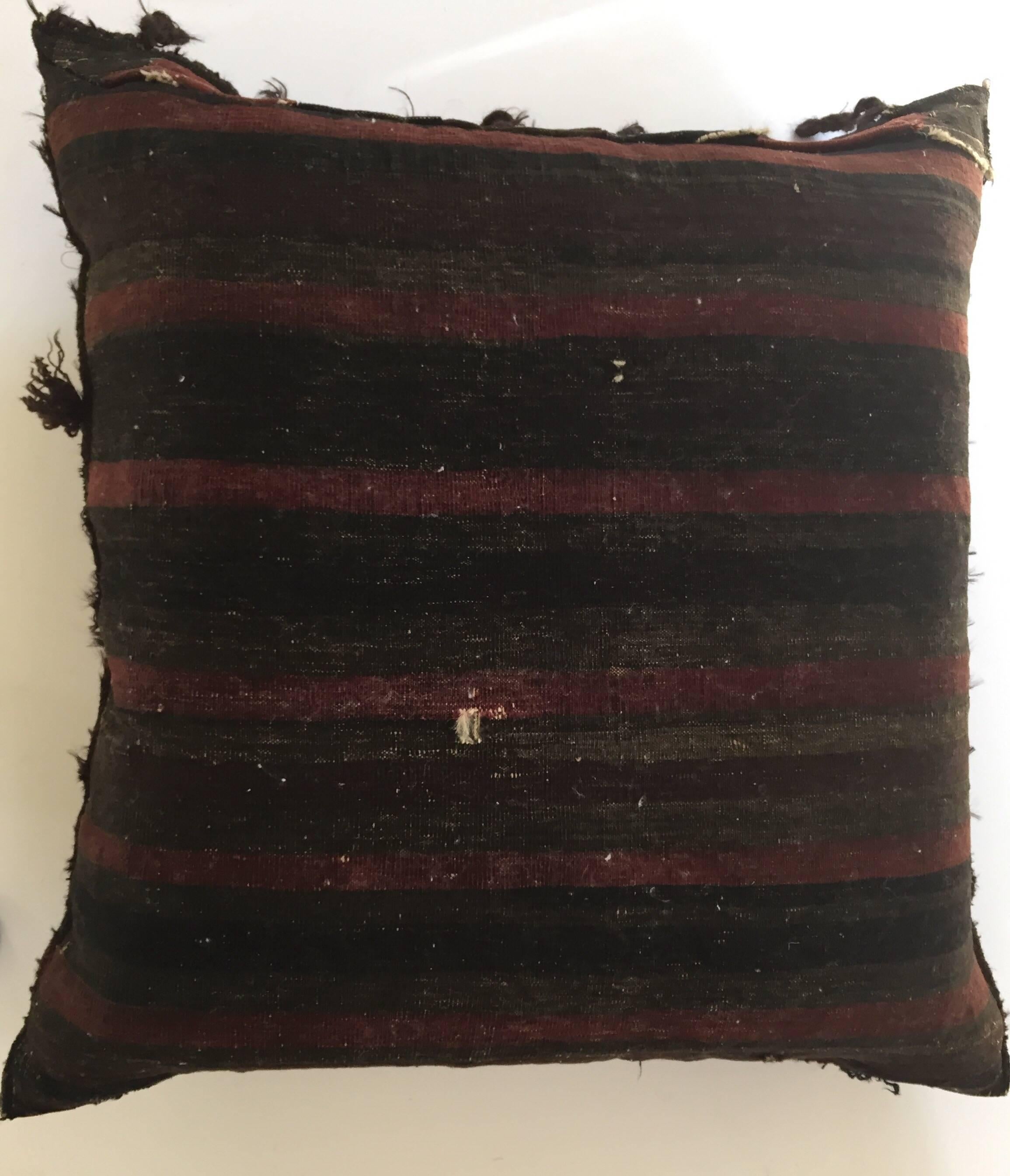Handwoven Afghan Baluch Saddle Tribal Bag, 1880s Large Floor Pillow 9