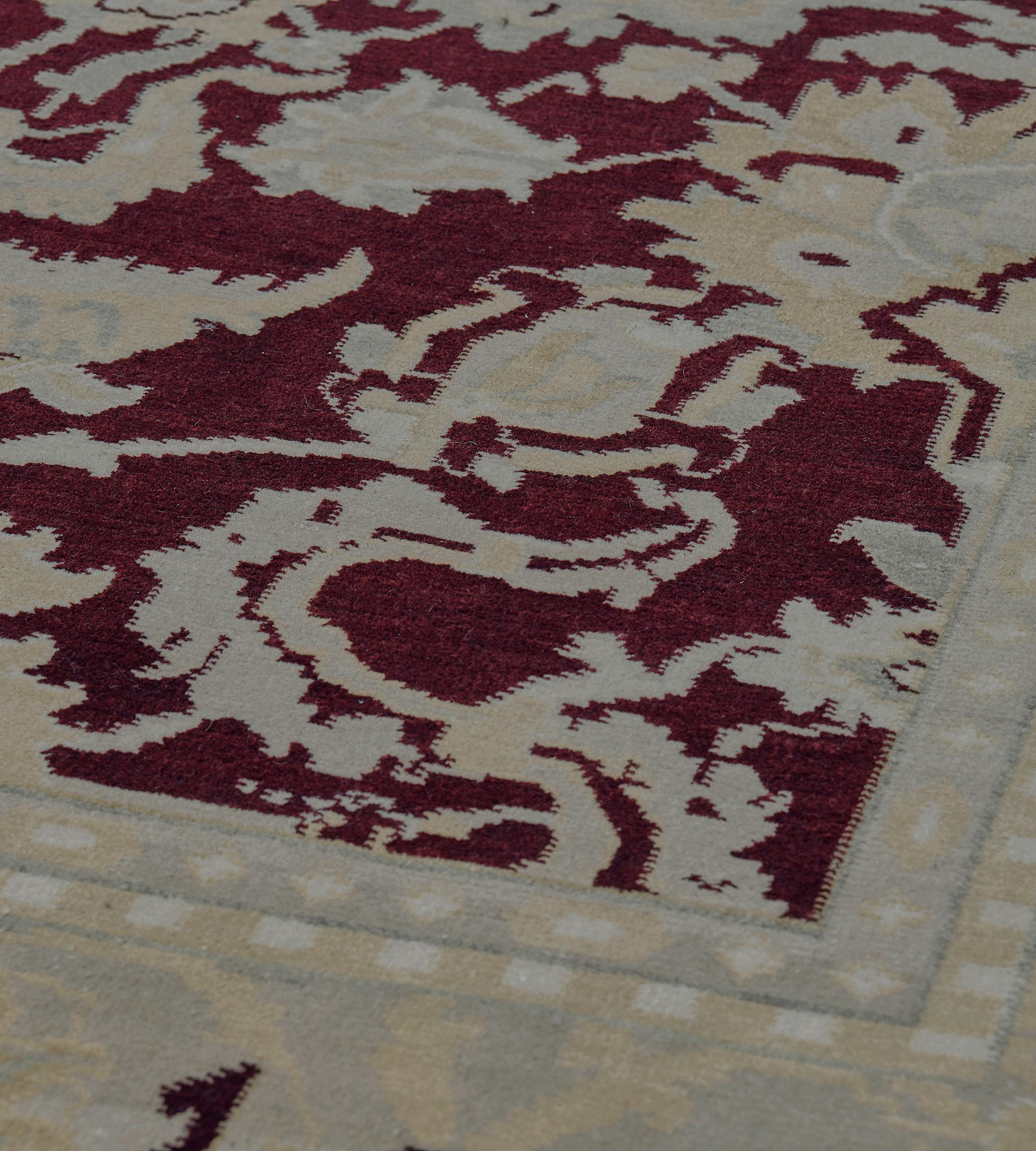 Handgewebter Agra-inspirierter Wollteppich im Angebot 1