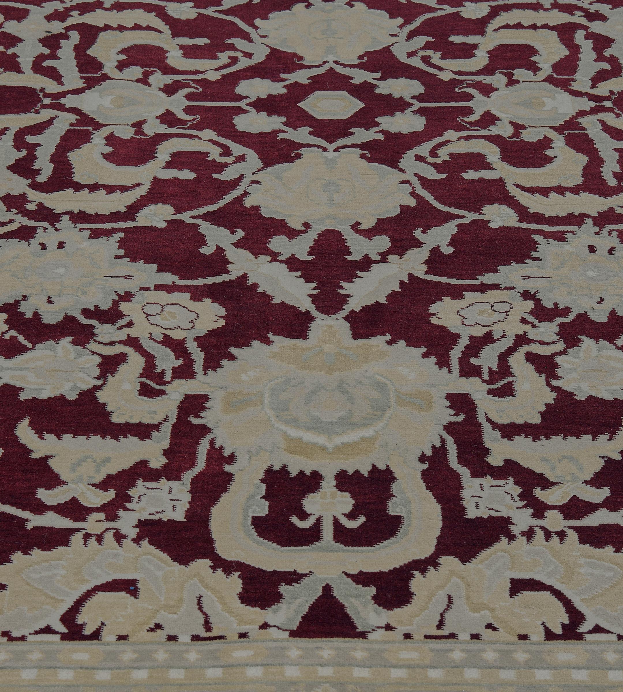 Handgewebter Agra-inspirierter Wollteppich im Angebot 2
