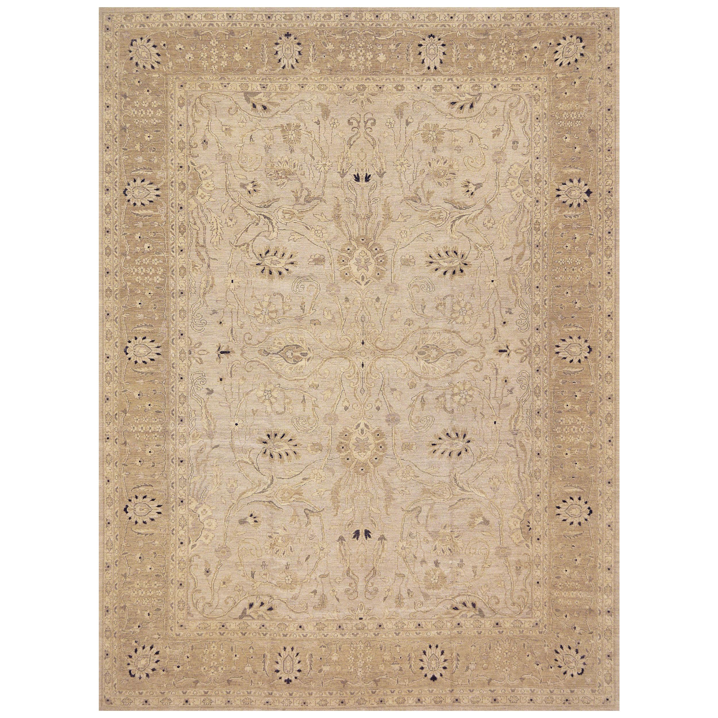 Handwoven Agra Inspired Wool Rug For Sale