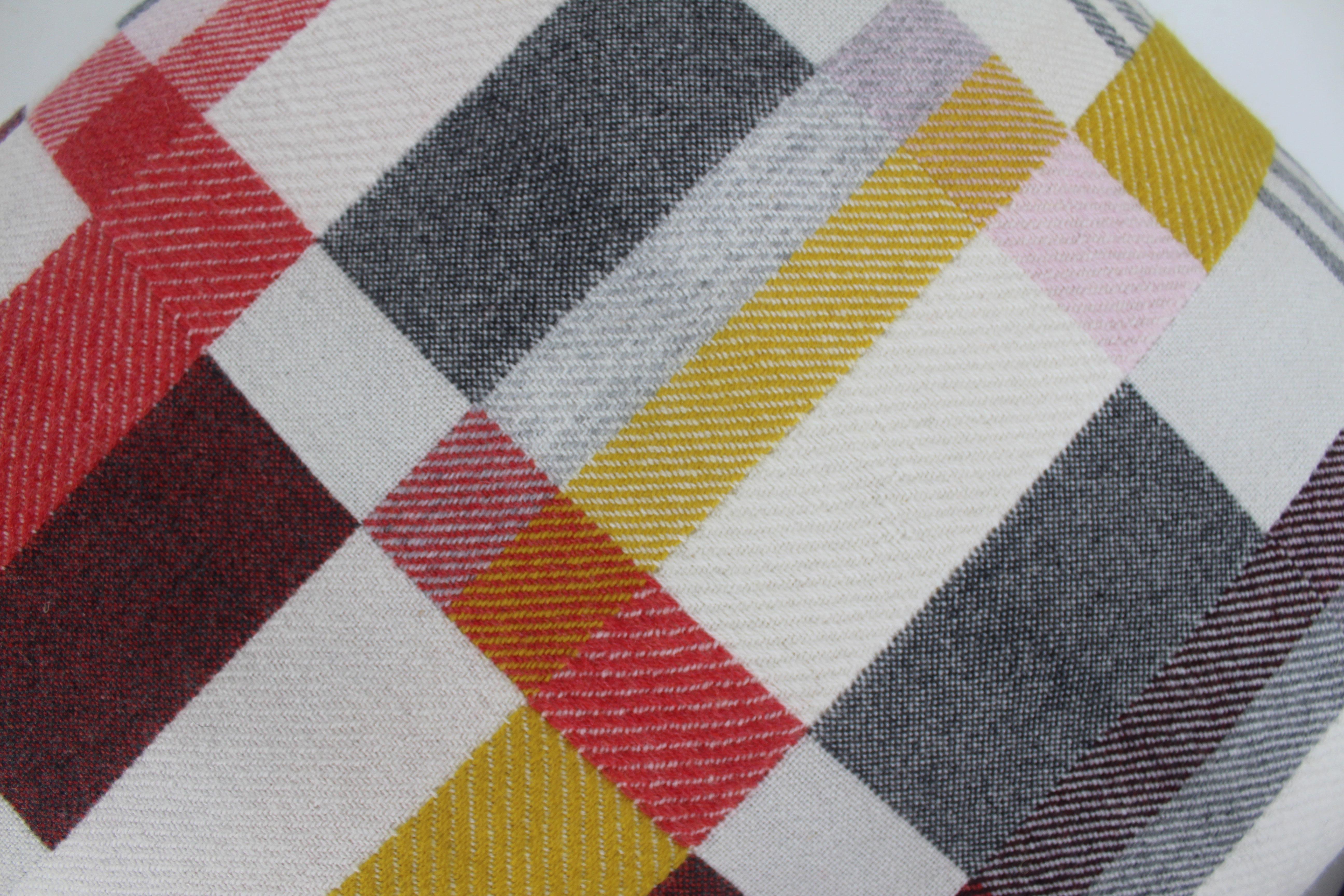 Mid-Century Modern Handwoven Bauhaus Merino Wool Large Cushion Pillow For Sale
