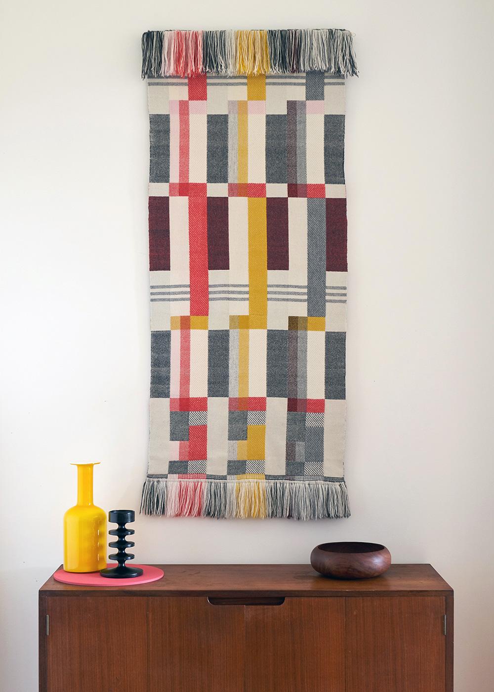 Handwoven 'Altitude Cent' Reversible Art Deco Bauhaus Merino Wool Wall Hanging In New Condition For Sale In Chelmsford, GB