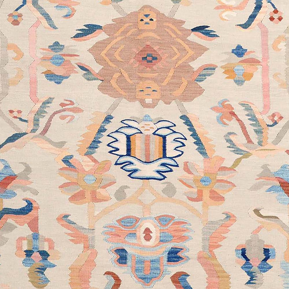 Turkish Handwoven Anatolian Aubusson Kilim Carpet