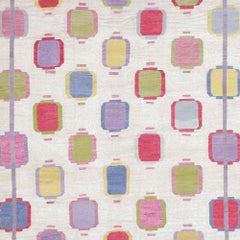 Handwoven Anatolian Kilim Rug - Colorful Square Geometric Pattern, Vintage Wool