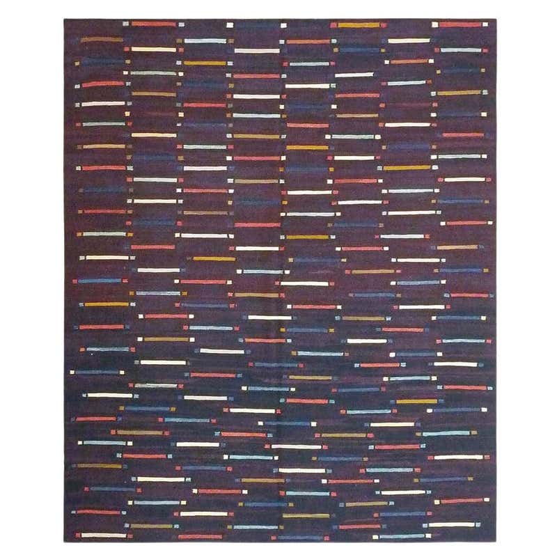 Vintage Handwoven Anatolian Kilim Rug - Multicolor Vibrant Striped ...