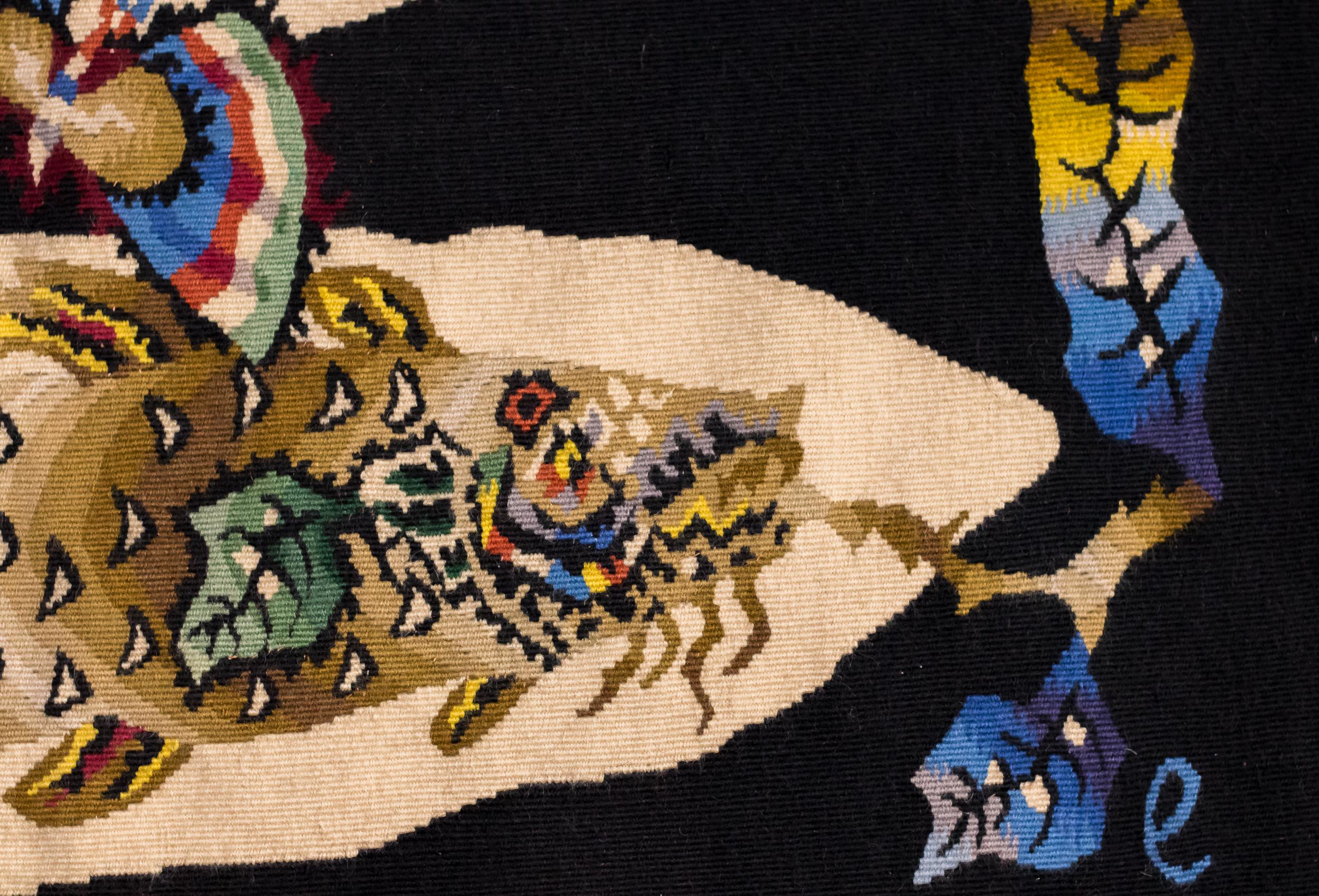 Tapiz de Aubusson tejido a mano y firmado por Jean Lurcat Moderno de mediados de siglo en venta