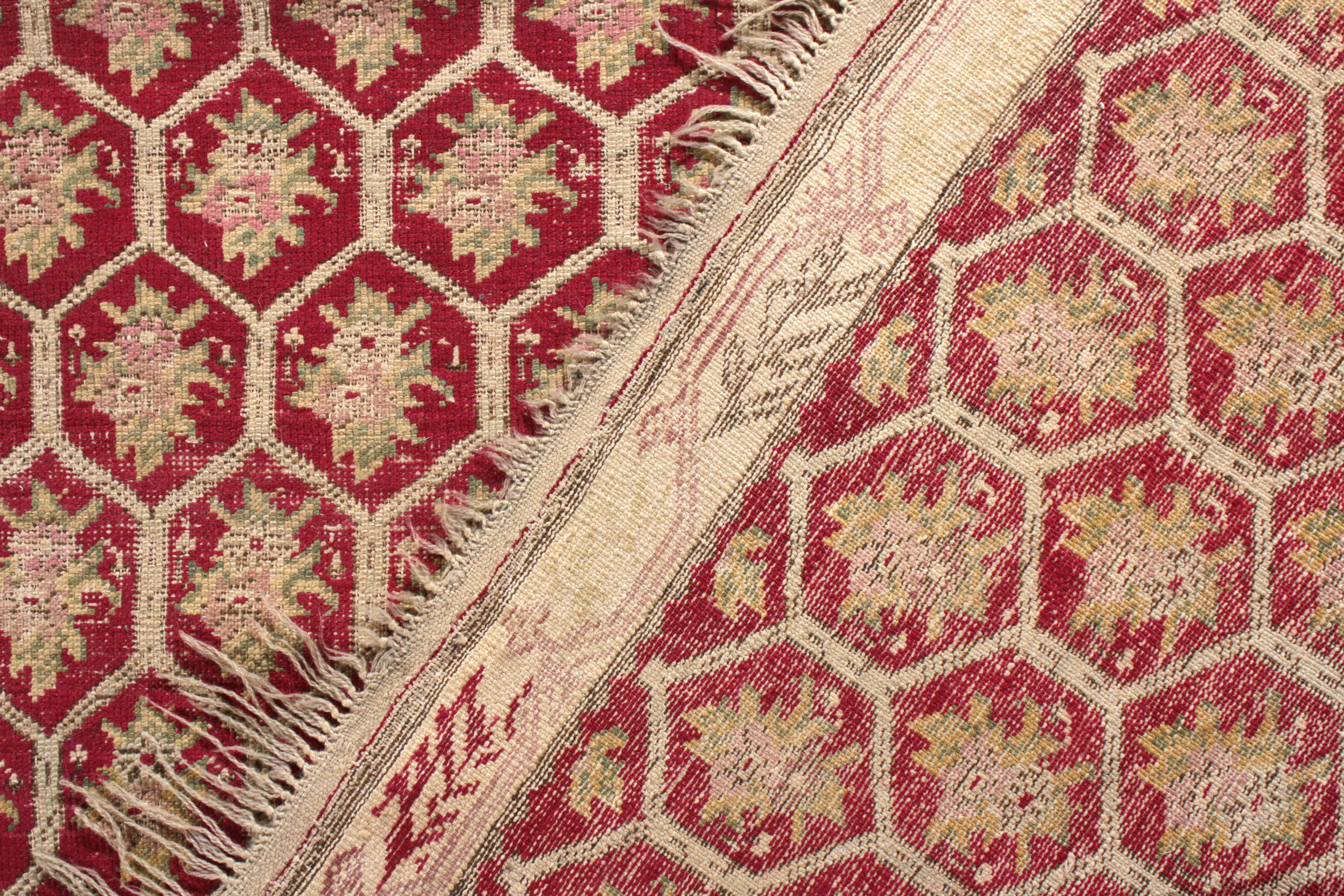 Hand-Knotted Handwoven Antique Anatolian Kilim Rug in Red All Over Pattern