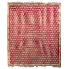 Handwoven Antique Anatolian Kilim Rug in Red and Beige All Over Pattern