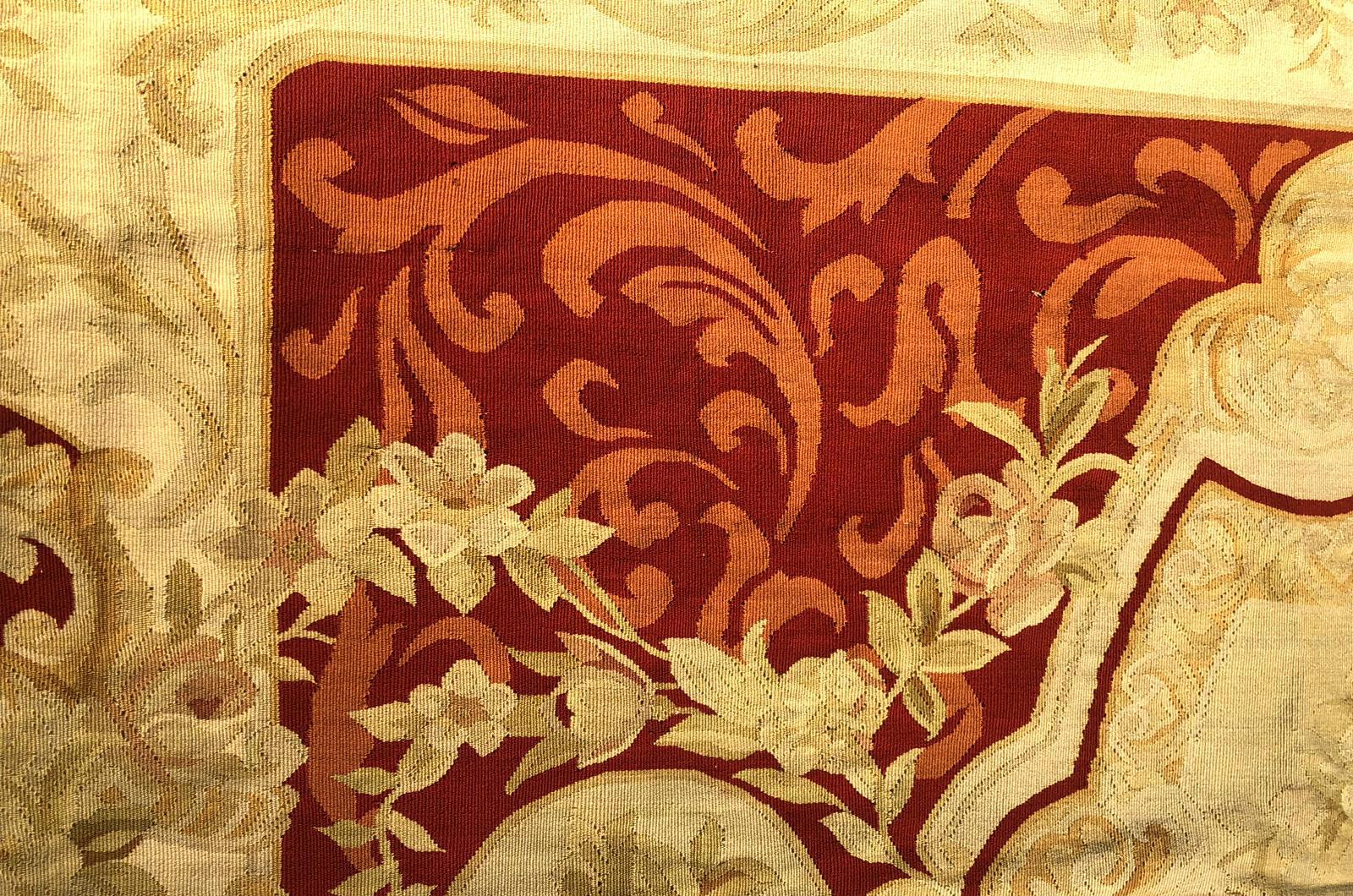 French Handwoven Antique Aubusson Wool and Silk Rug, circa 1970s For Sale