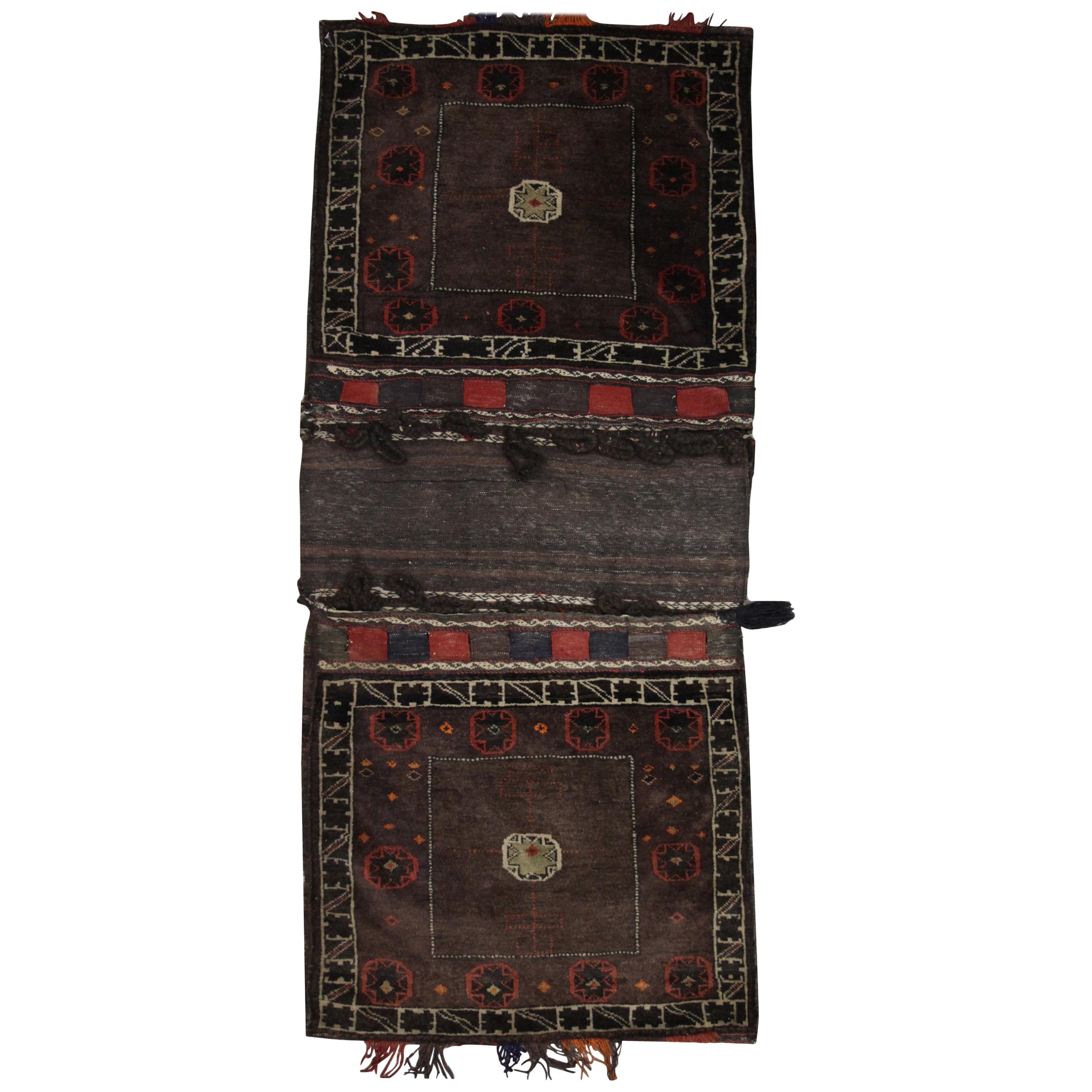 Handwoven Antique Baluch, Tribal Wool Carpet Oriental Living Room Rug, 1910