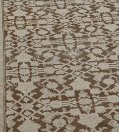 Handwoven Antique Brown Herati-Pattern Wool Karabagh Runner