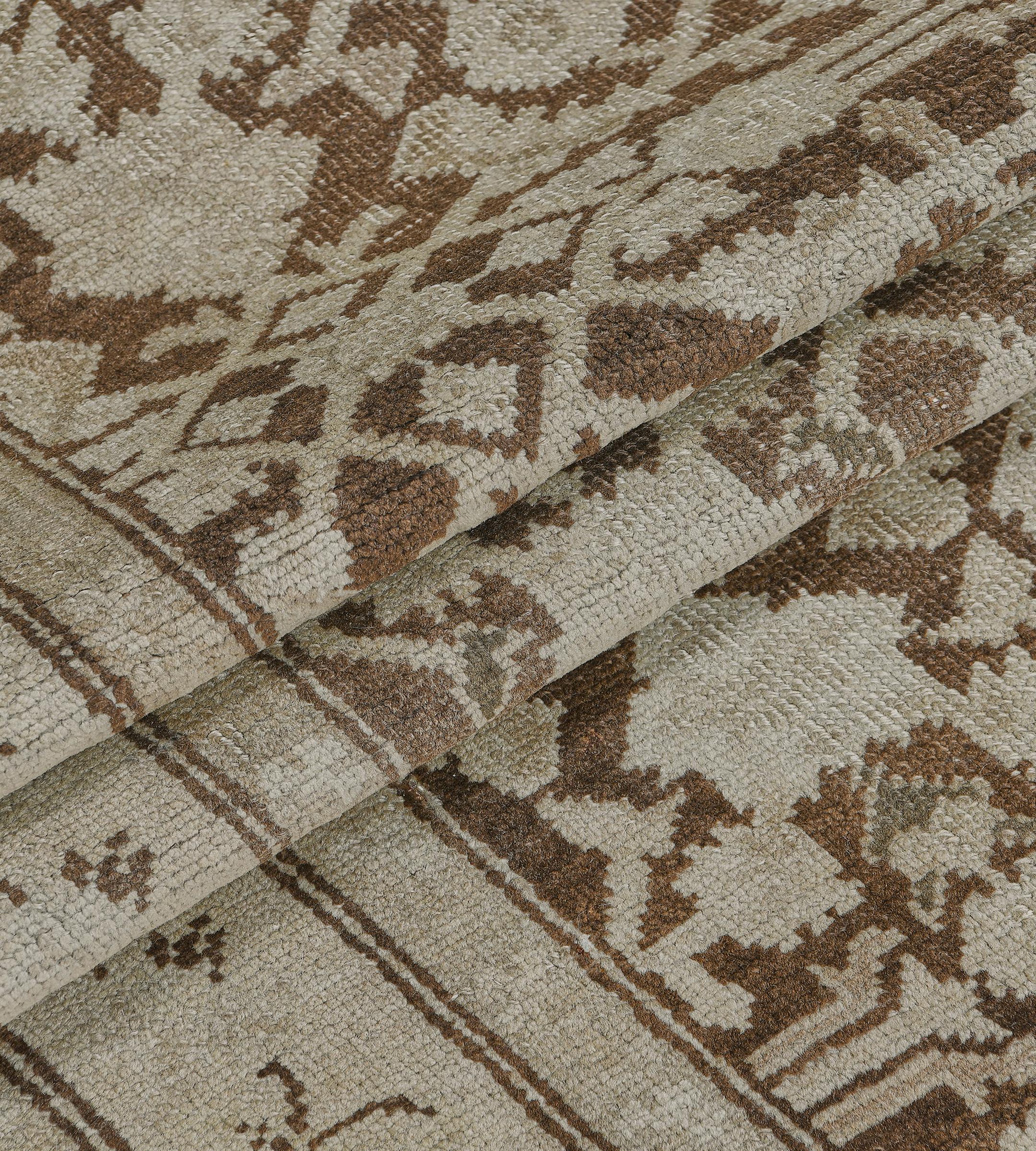 Handgewebter Läufer aus Karabagh-Wolle in Brown mit Herati-Muster im Angebot 1