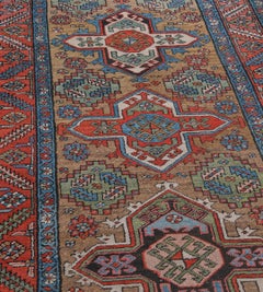 Handwoven Antique Camel-Brown Wool Persian Heriz Runner