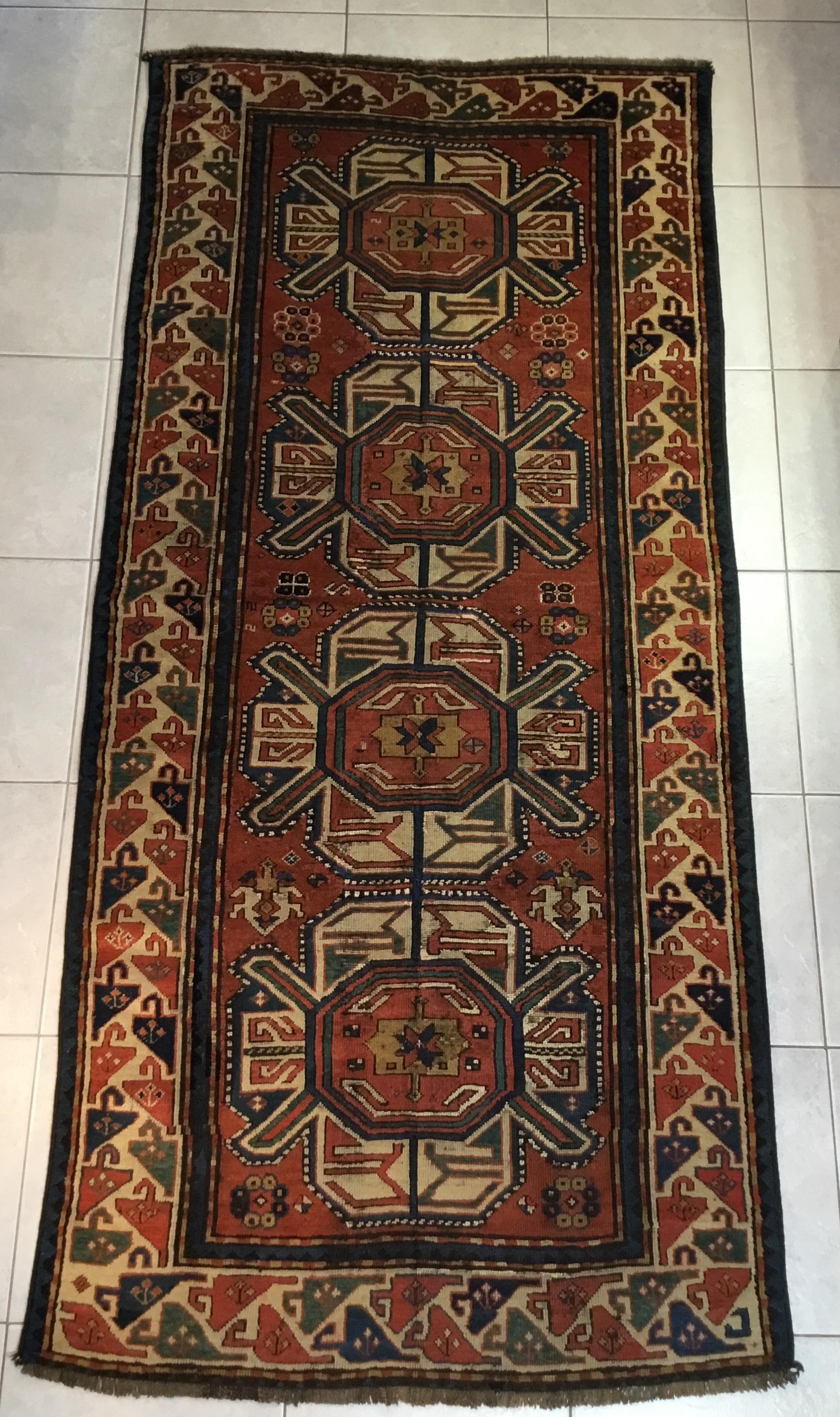 Handwoven Antique Caucasian Karabagh Rug For Sale 7