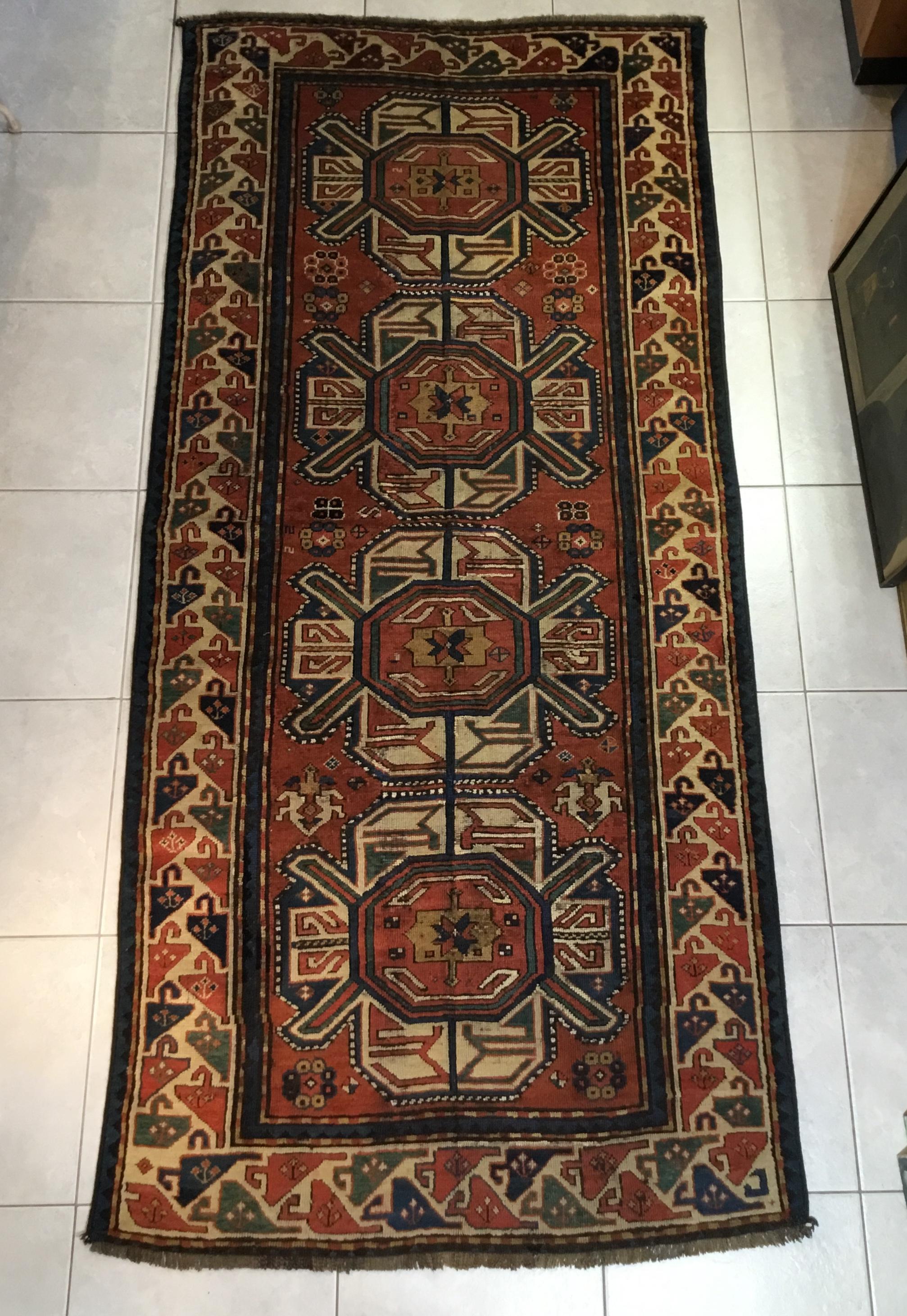 Handwoven Antique Caucasian Karabagh Rug For Sale 9