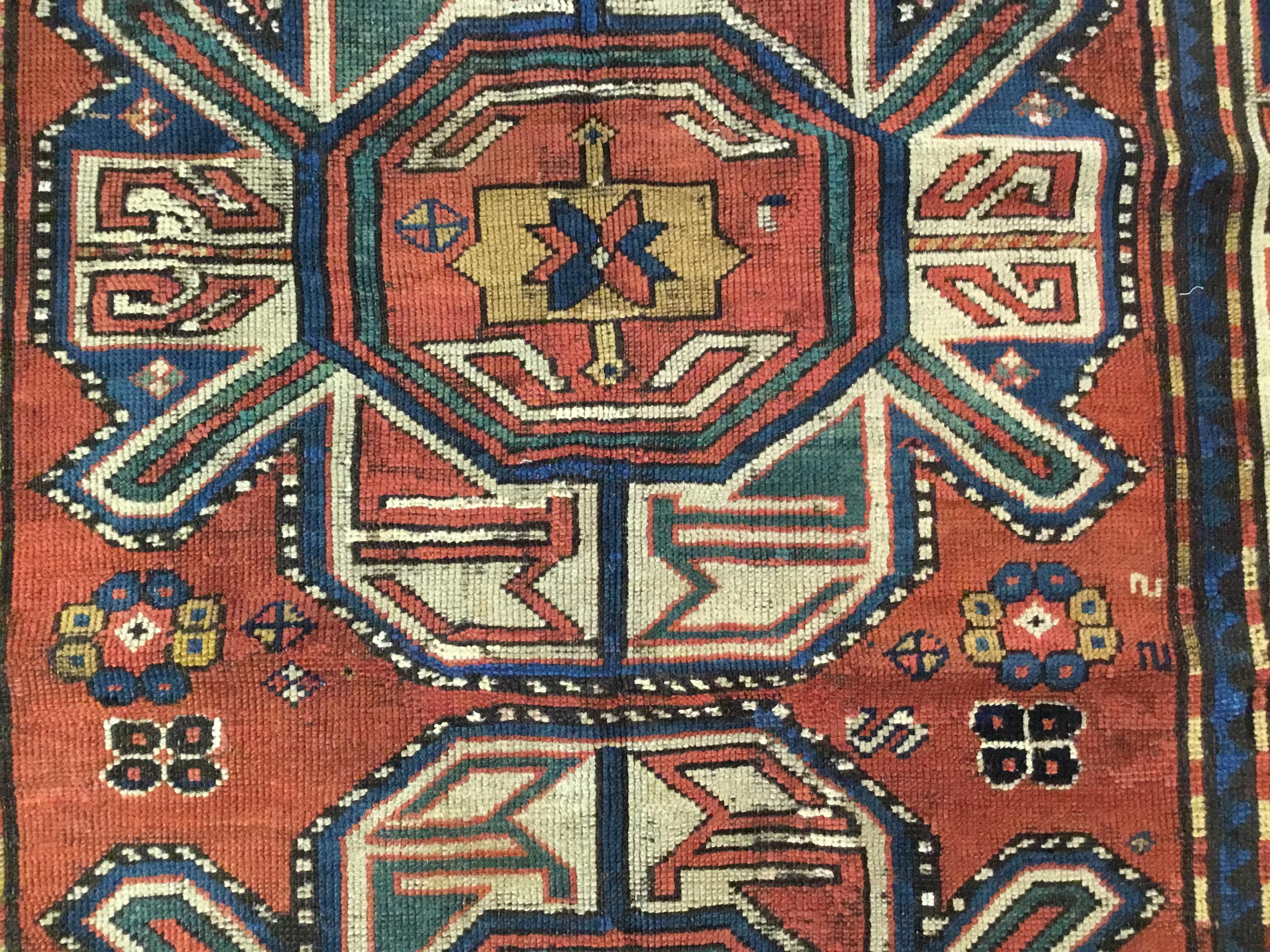 Late 19th Century Handwoven Antique Caucasian Karabagh Rug For Sale
