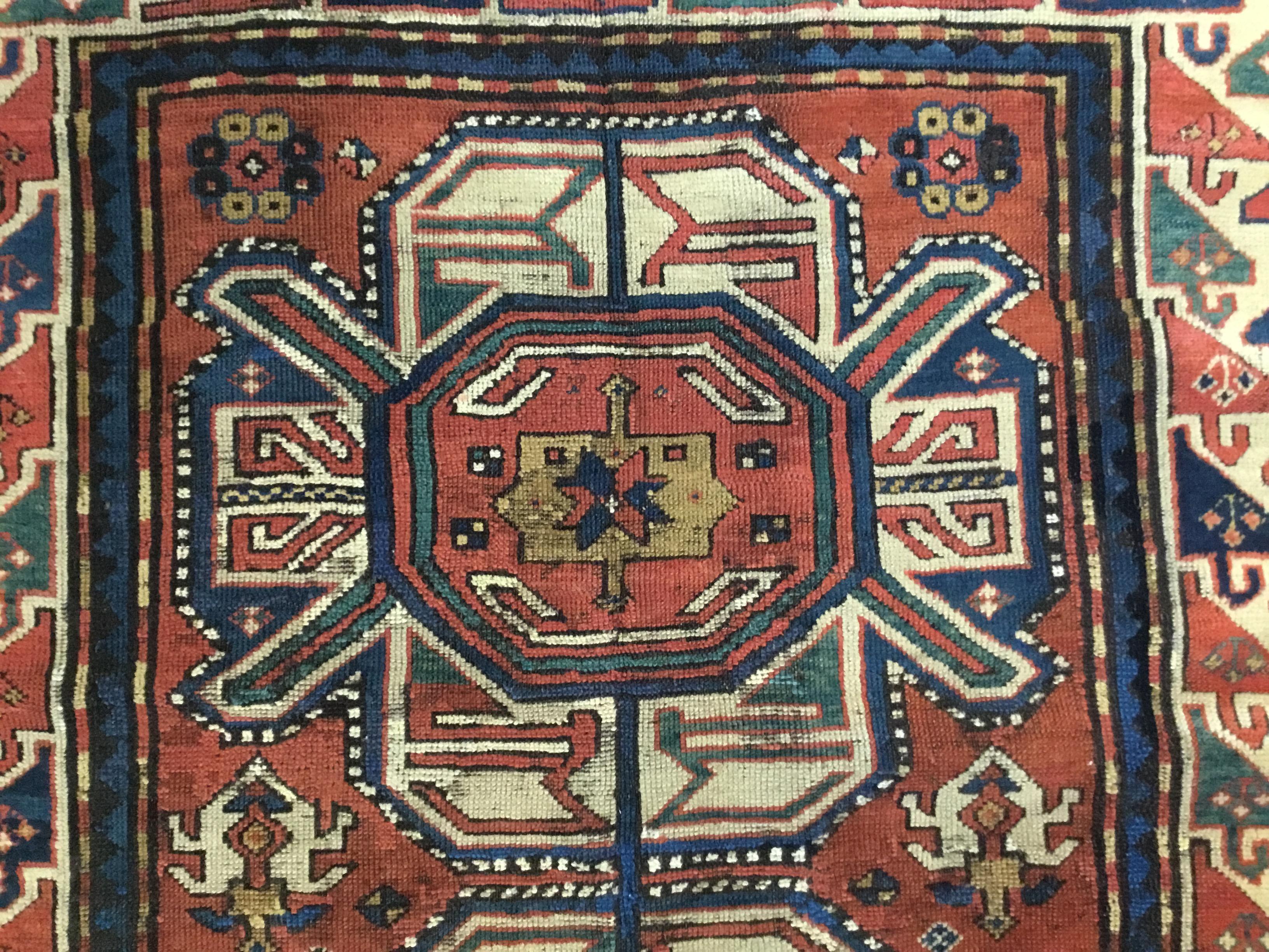 Handwoven Antique Caucasian Karabagh Rug For Sale 2