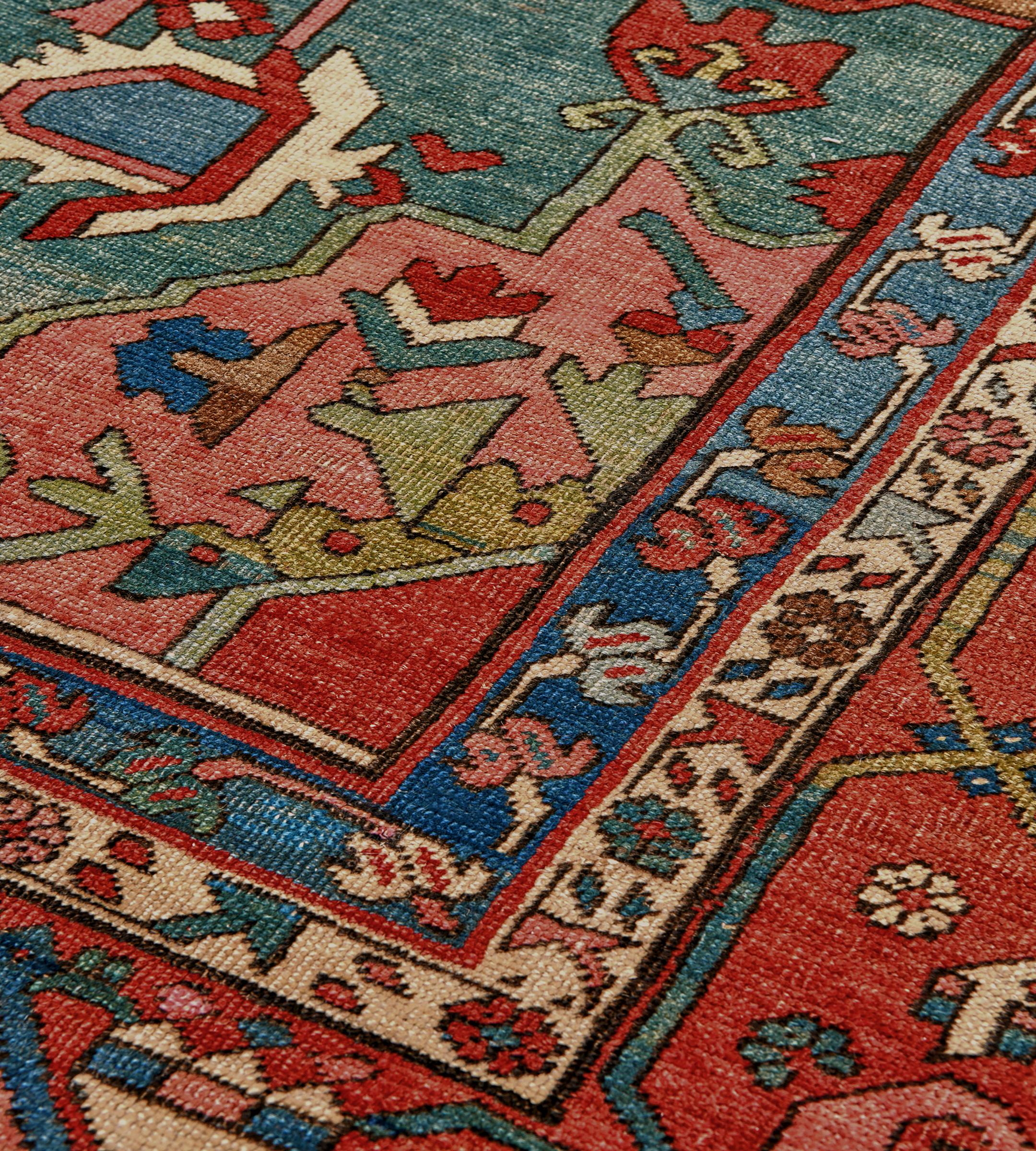 Handgewebter antiker CIRCA-1880 ziegelroter traditioneller persischer Serapi-Teppich im Angebot 2