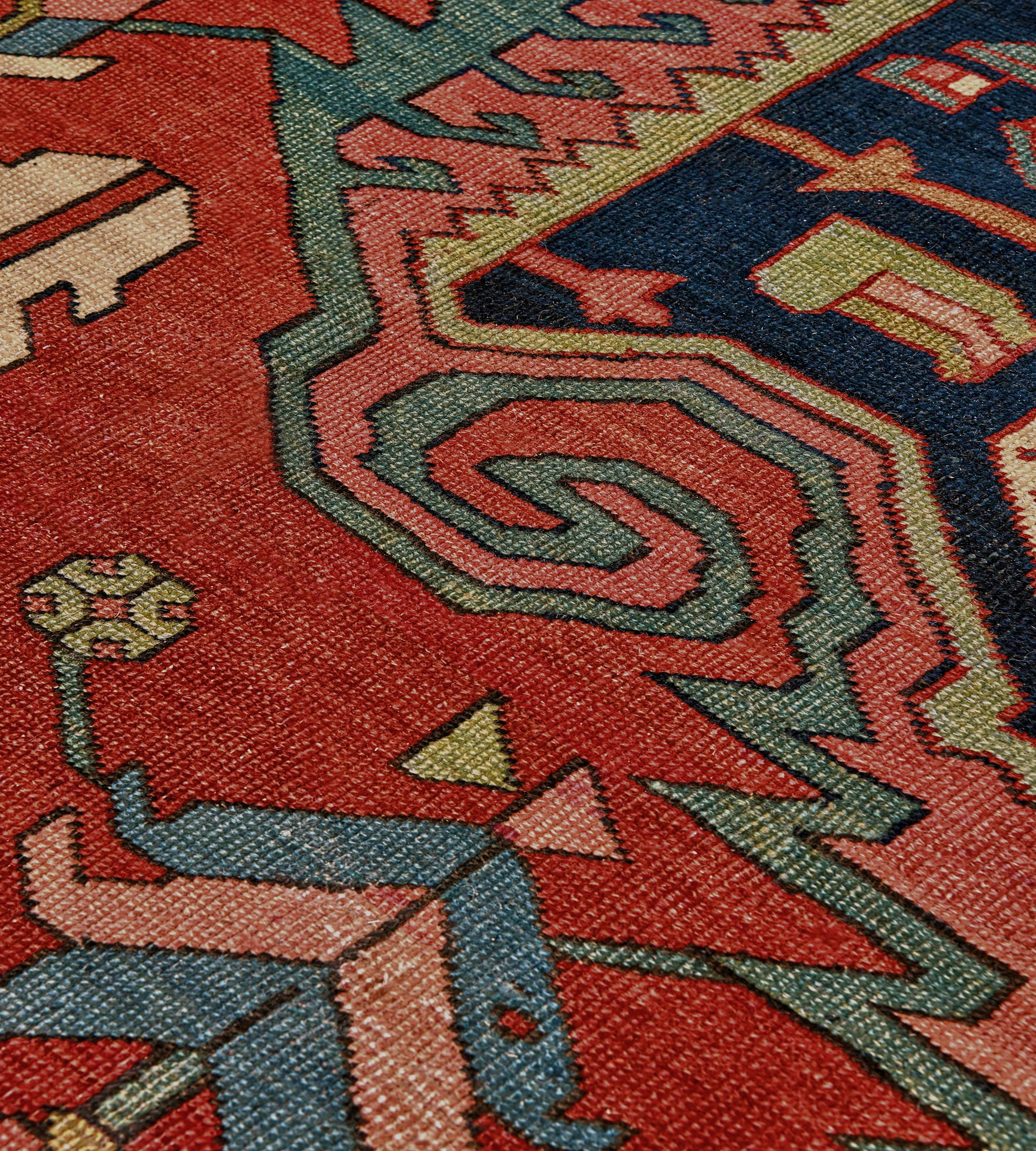 Handgewebter antiker CIRCA-1880 ziegelroter traditioneller persischer Serapi-Teppich im Angebot 3