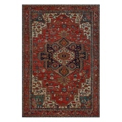 Handwoven Antique Circa-1880 Brick-Red Traditional Persian Serapi Rug