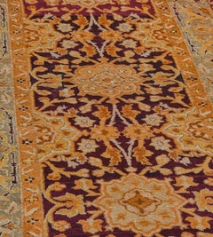 Handwoven Antique Circa-1900 Orange Floral Oushak Runner