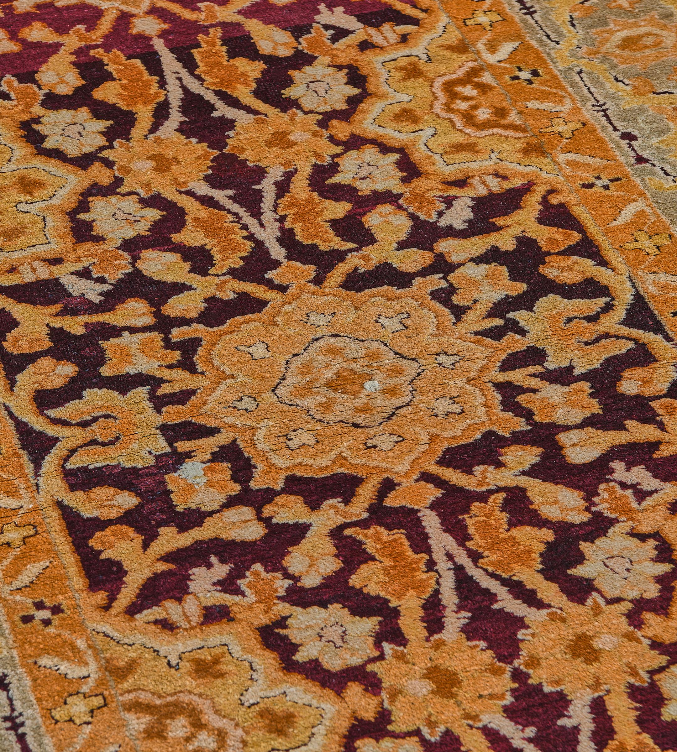Turco Runner Oushak antico tessuto a mano CIRCA 1900 con fiori d'arancio in vendita