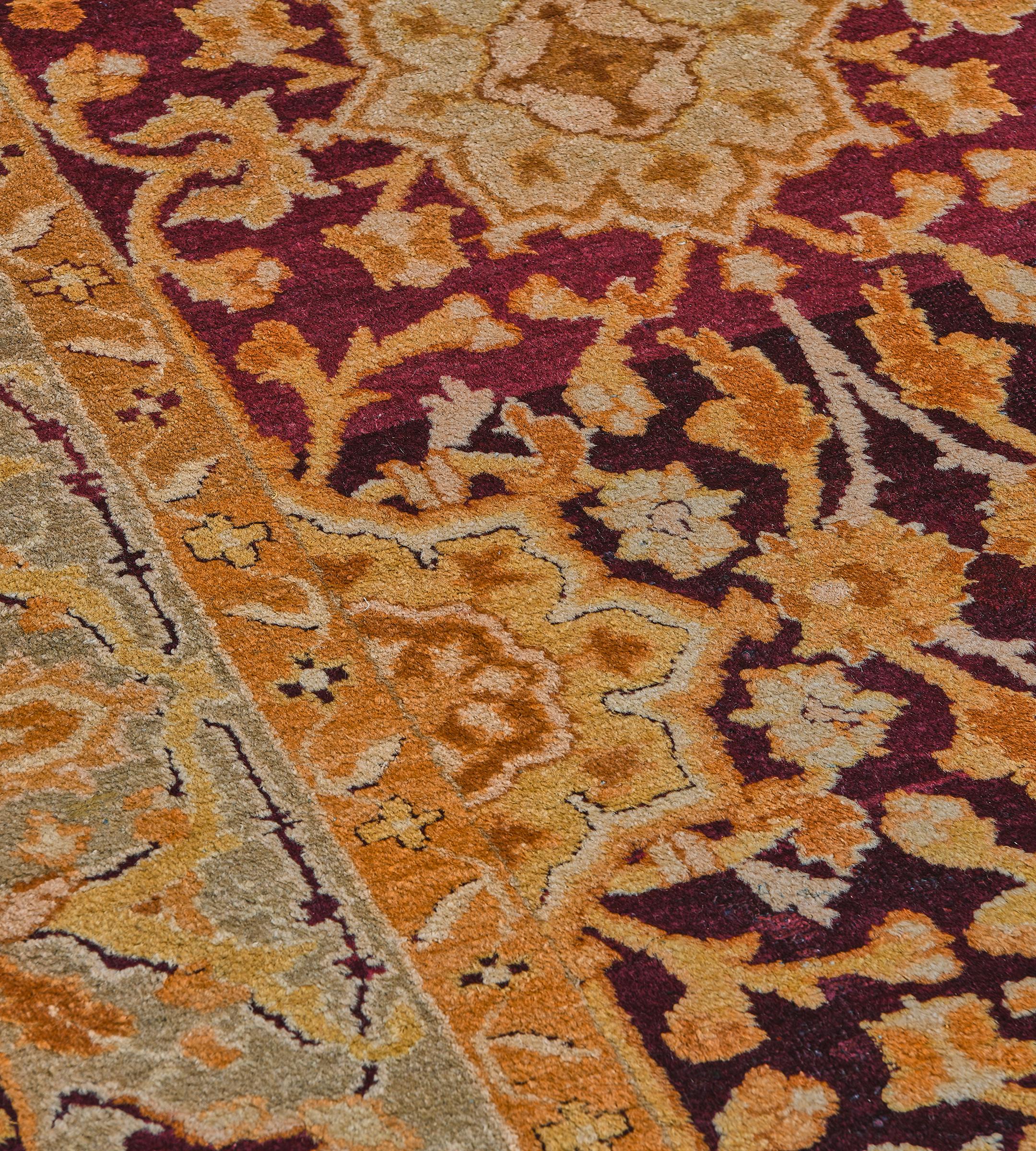 Annodato a mano Runner Oushak antico tessuto a mano CIRCA 1900 con fiori d'arancio in vendita