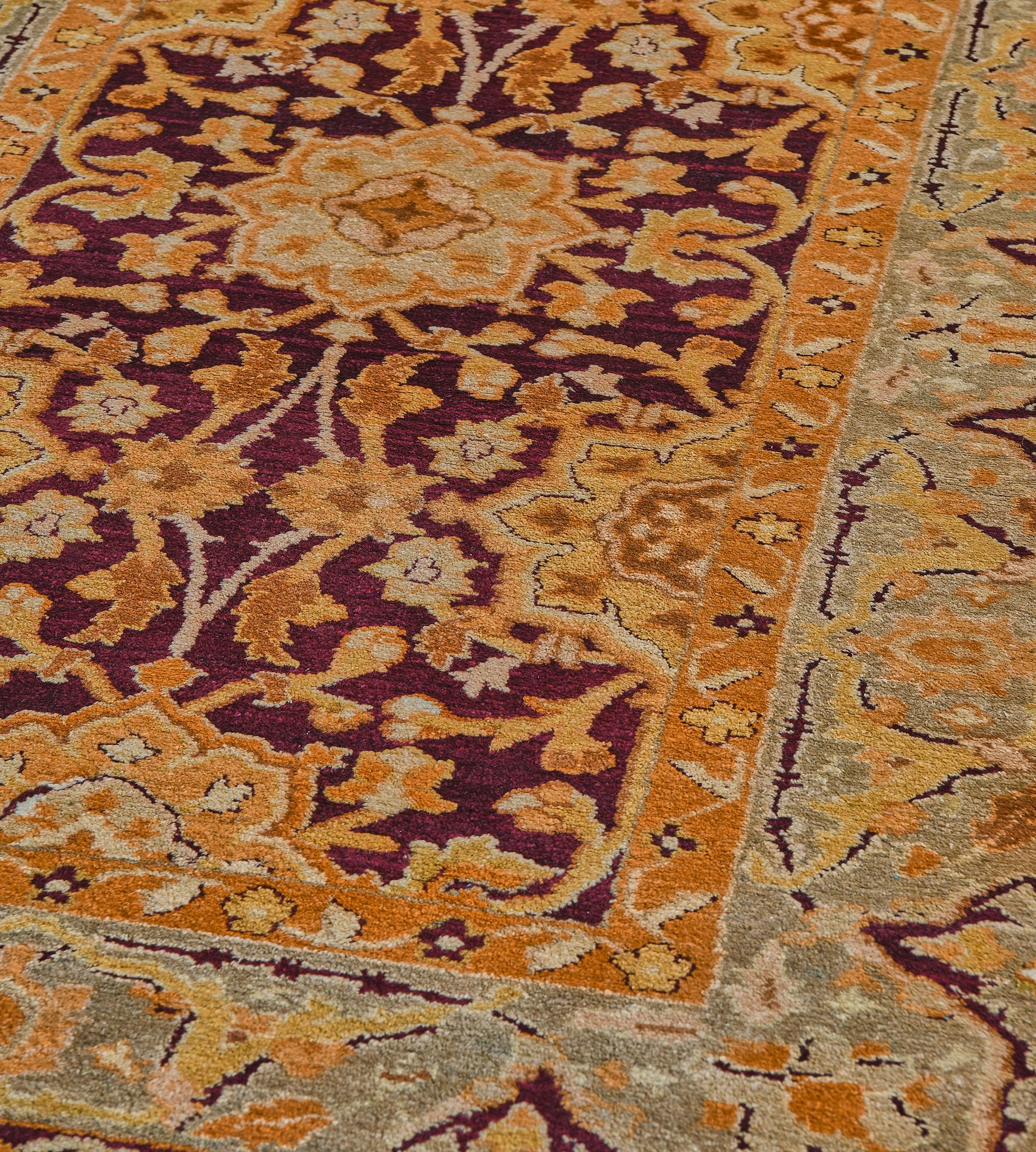 Lana Runner Oushak antico tessuto a mano CIRCA 1900 con fiori d'arancio in vendita