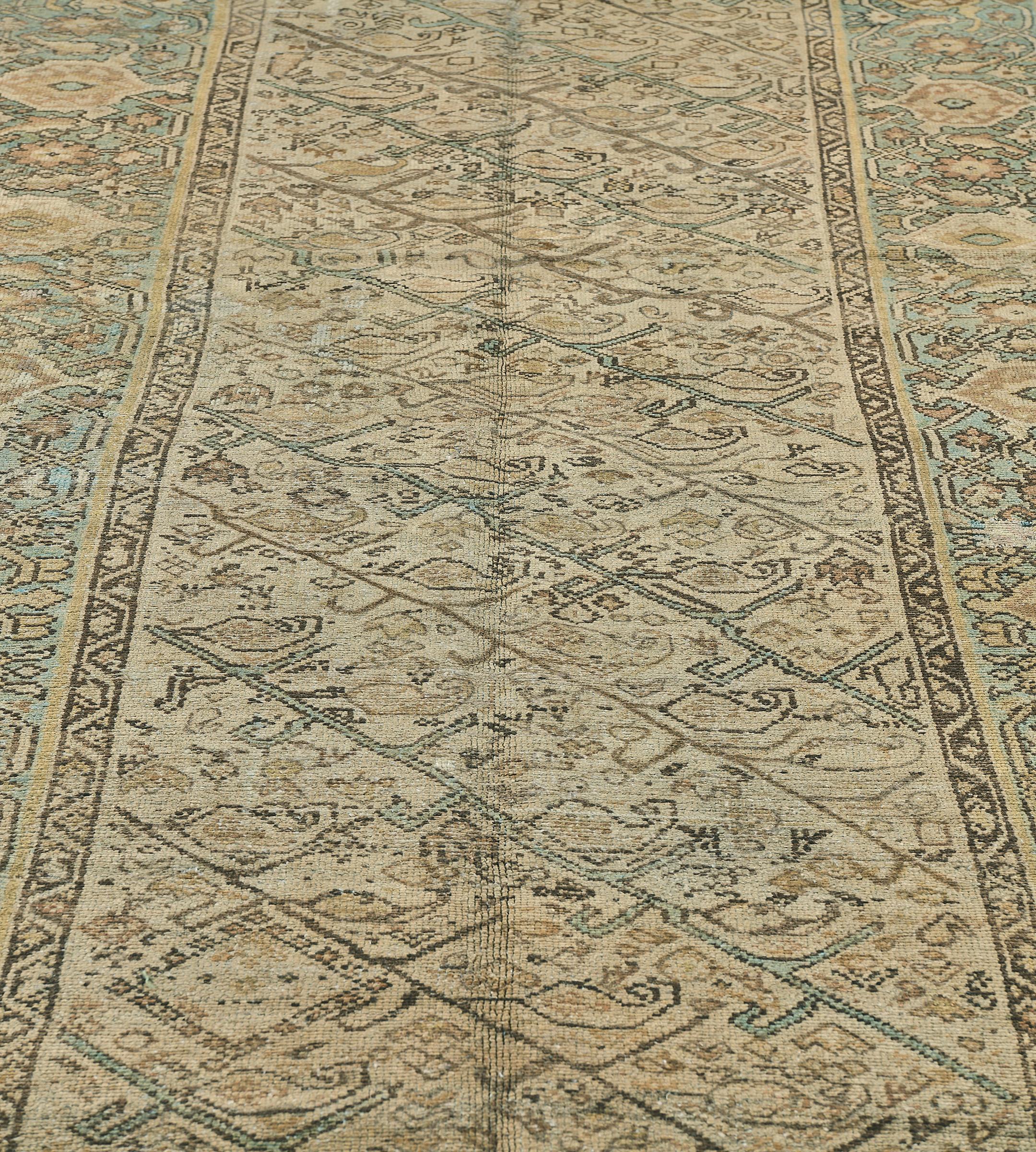 Lana Runner persiano Boteh tessuto a mano, antico, CIRCA 1900, Malayer persiano in vendita