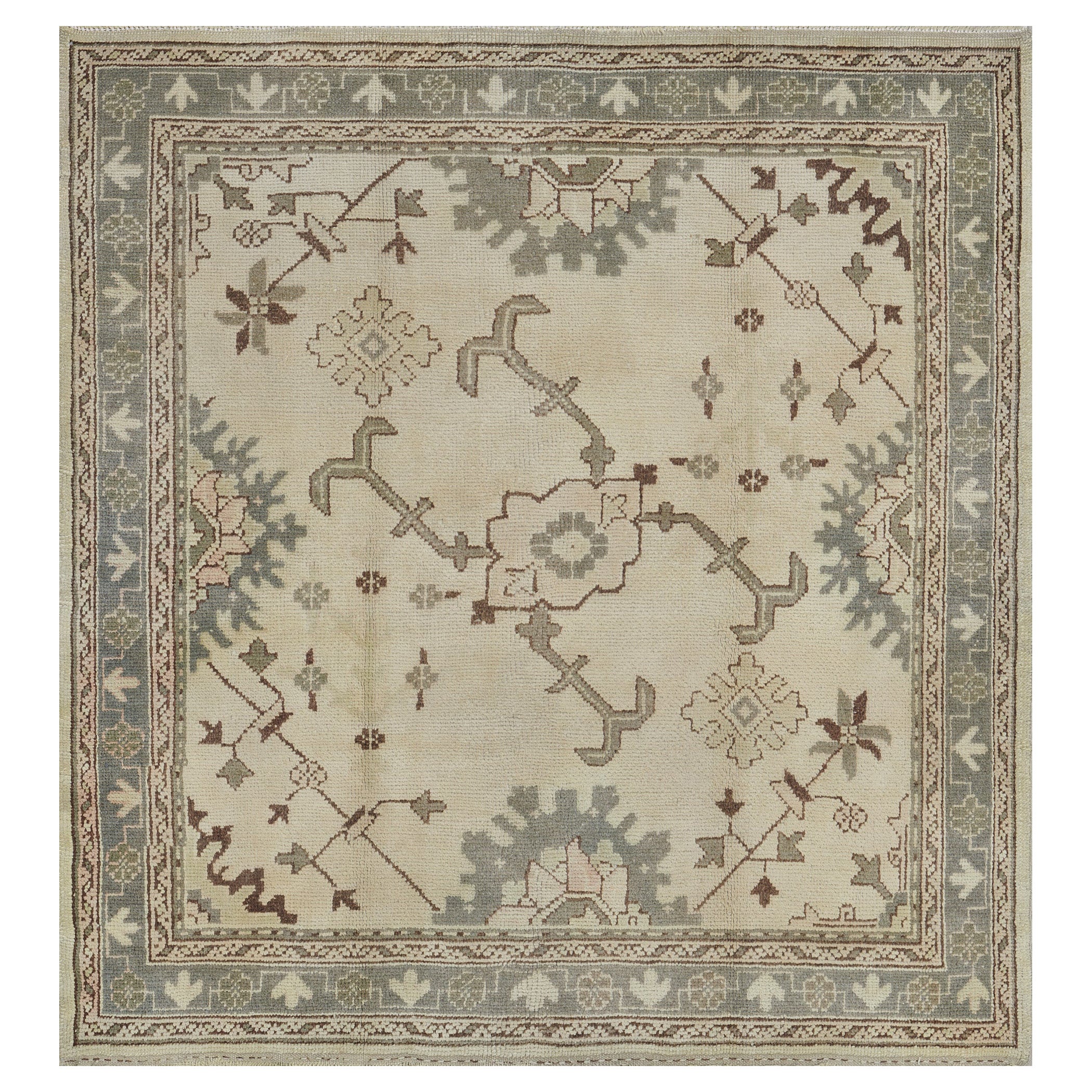 Tapis Oushak en laine tissé à la main, antique, vers 1900