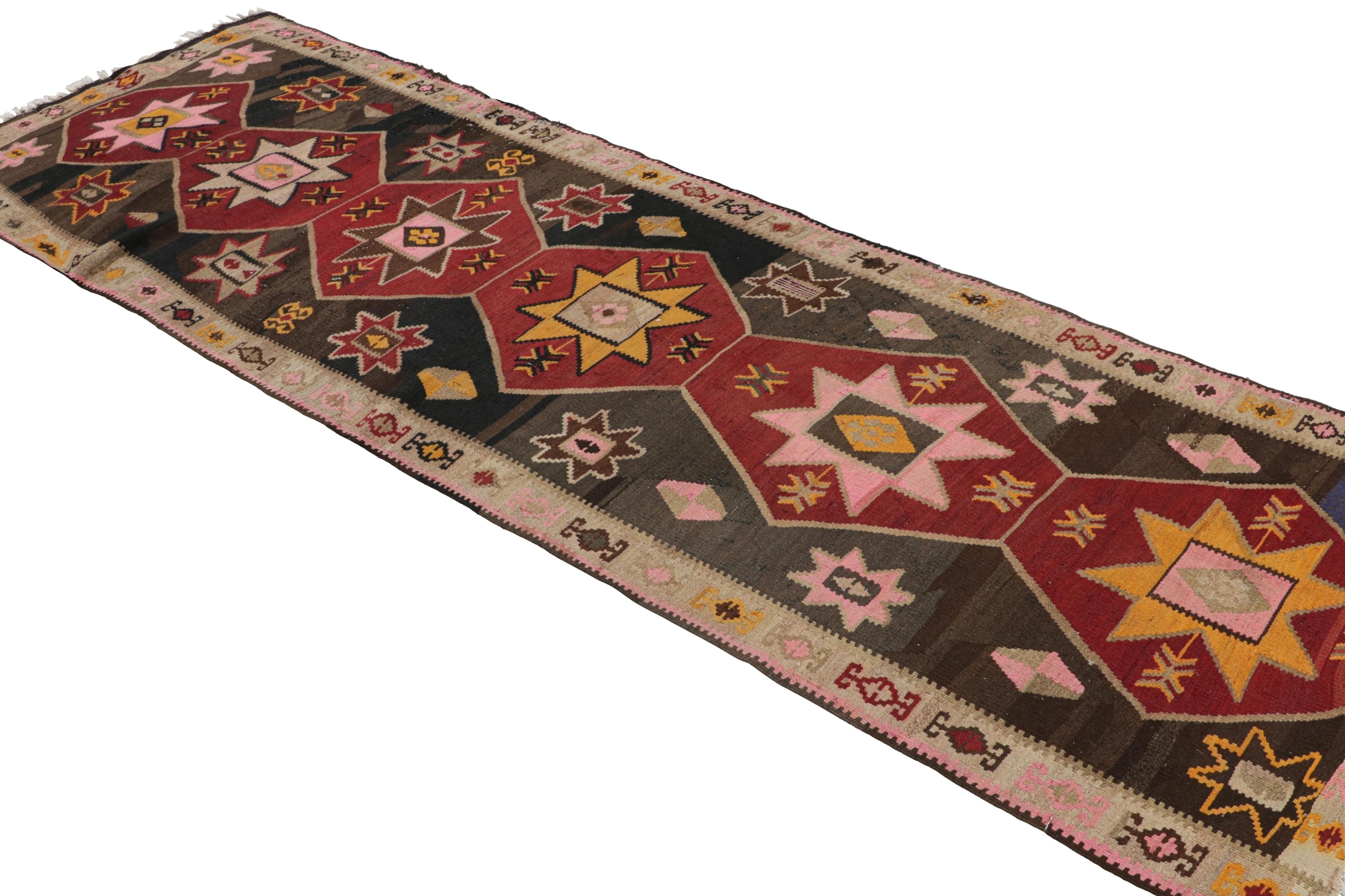 Hand-Woven Handwoven Antique Kilim Rug in Beige-Brown Red Medallion Pattern by Rug & Kilim For Sale