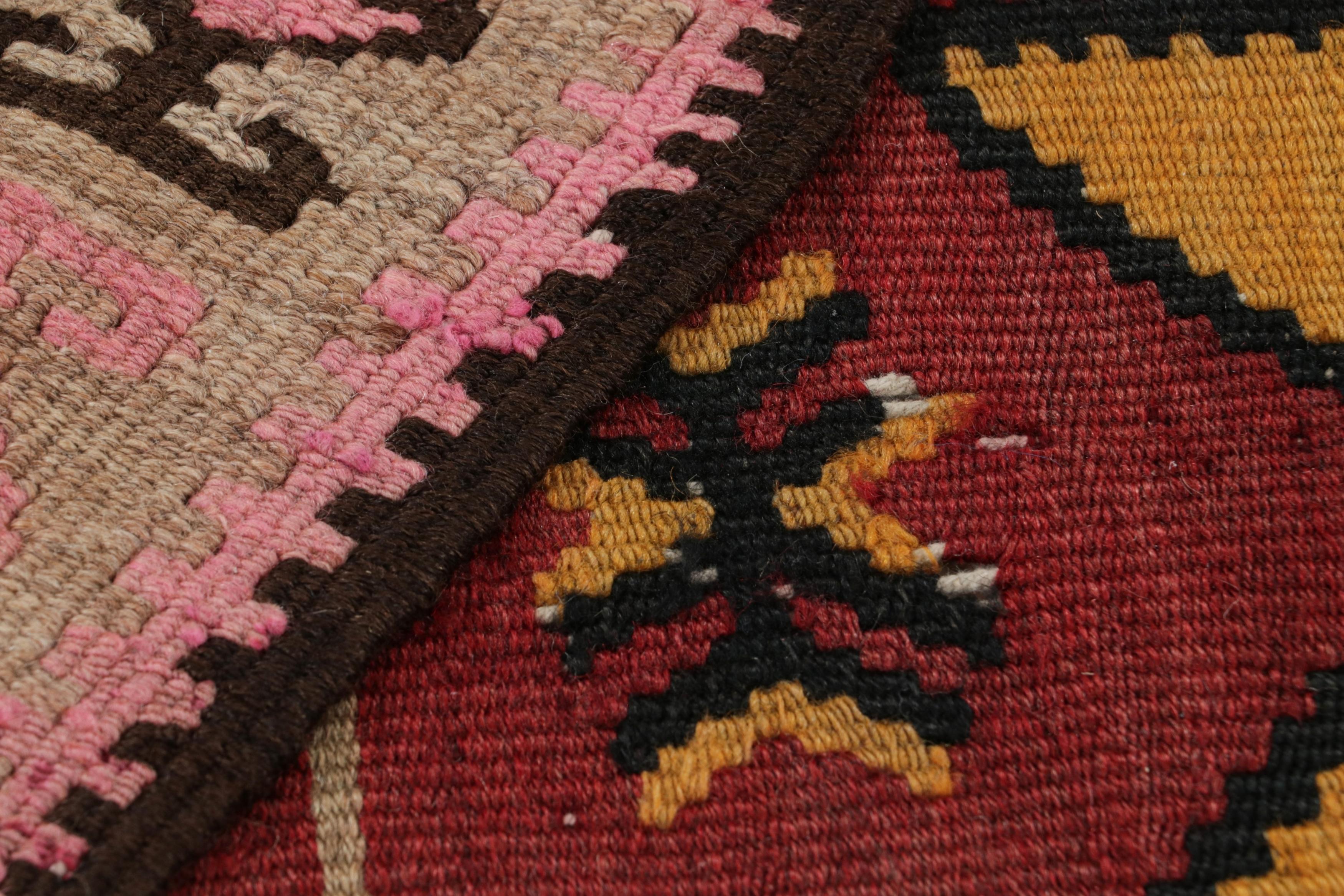 Wool Handwoven Antique Kilim Rug in Beige-Brown Red Medallion Pattern by Rug & Kilim For Sale