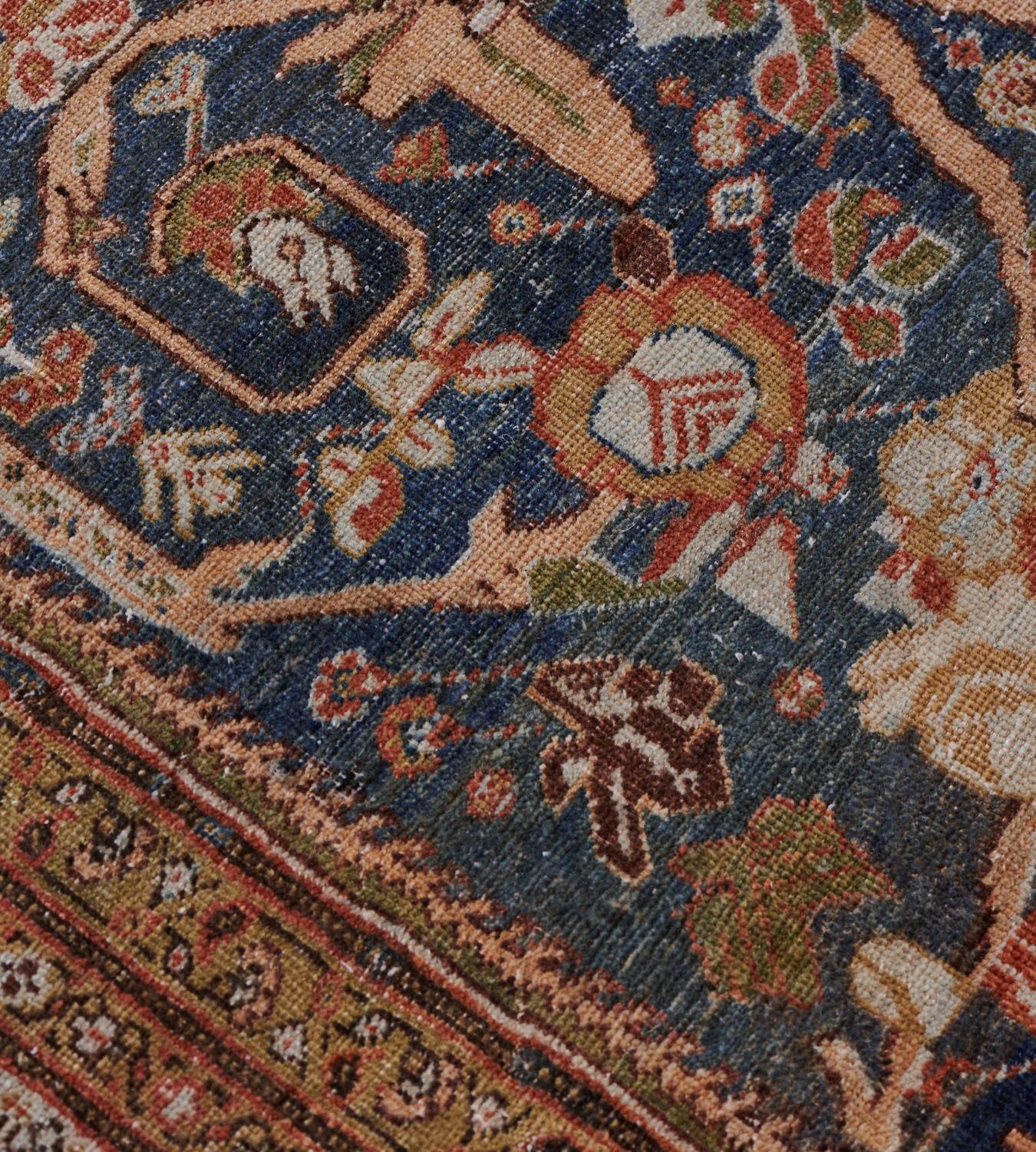 Hand-Knotted Handwoven Antique Late 19th Century Sultanabad Rug For Sale