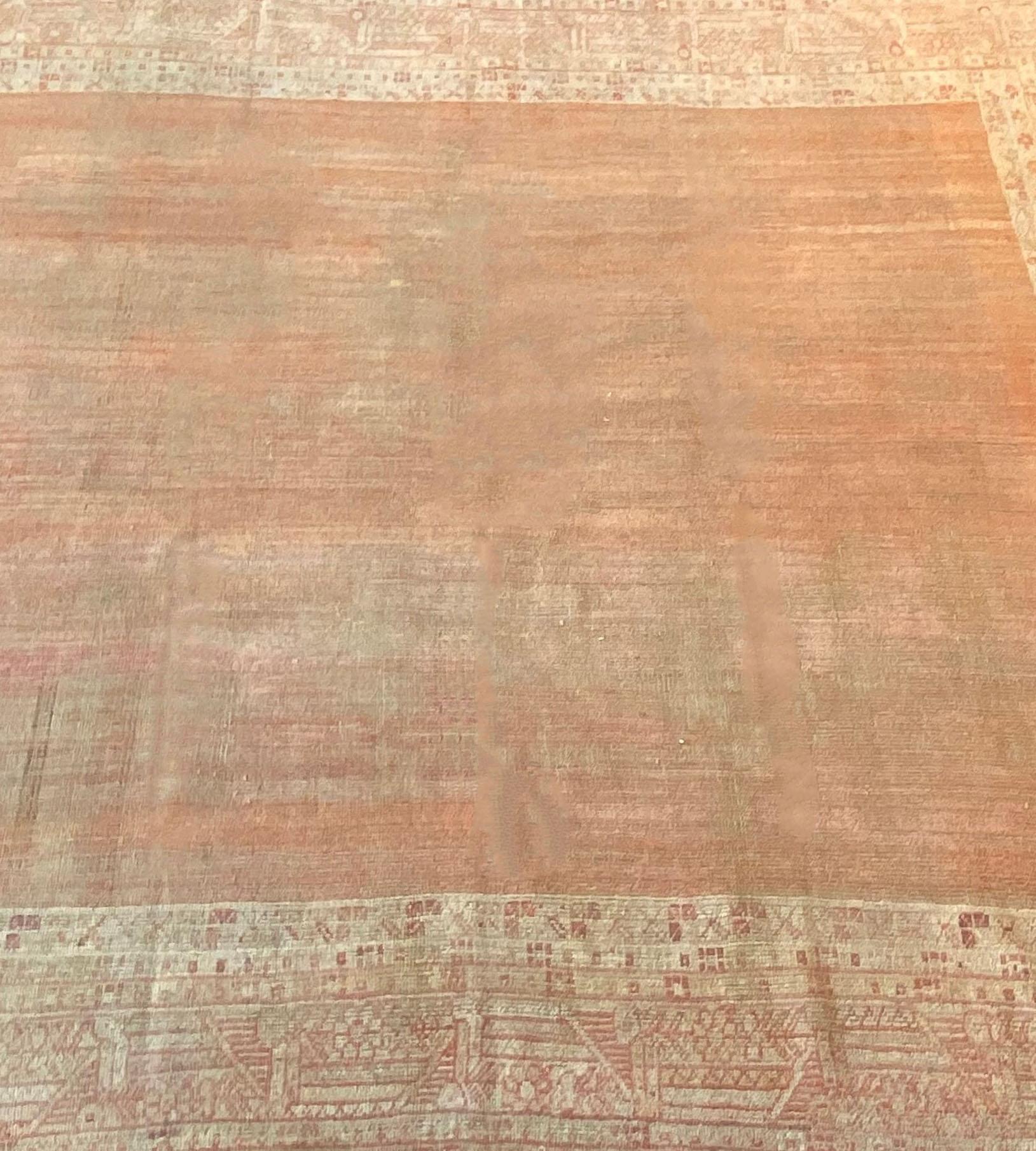 Turkish Handwoven Antique Oushak Rug from the Late 19th Century For Sale