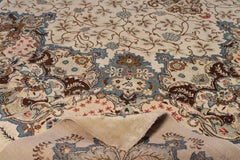 Antique Ivory Persian Kashan Rug, circa 1950 - FREE SHIPPING