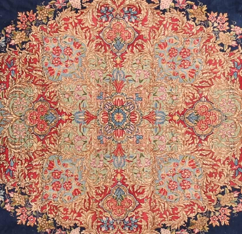 Other Antique Royal Blue Persian Lavar Kerman Rug, circa 1940 - FREE SHIPPING For Sale