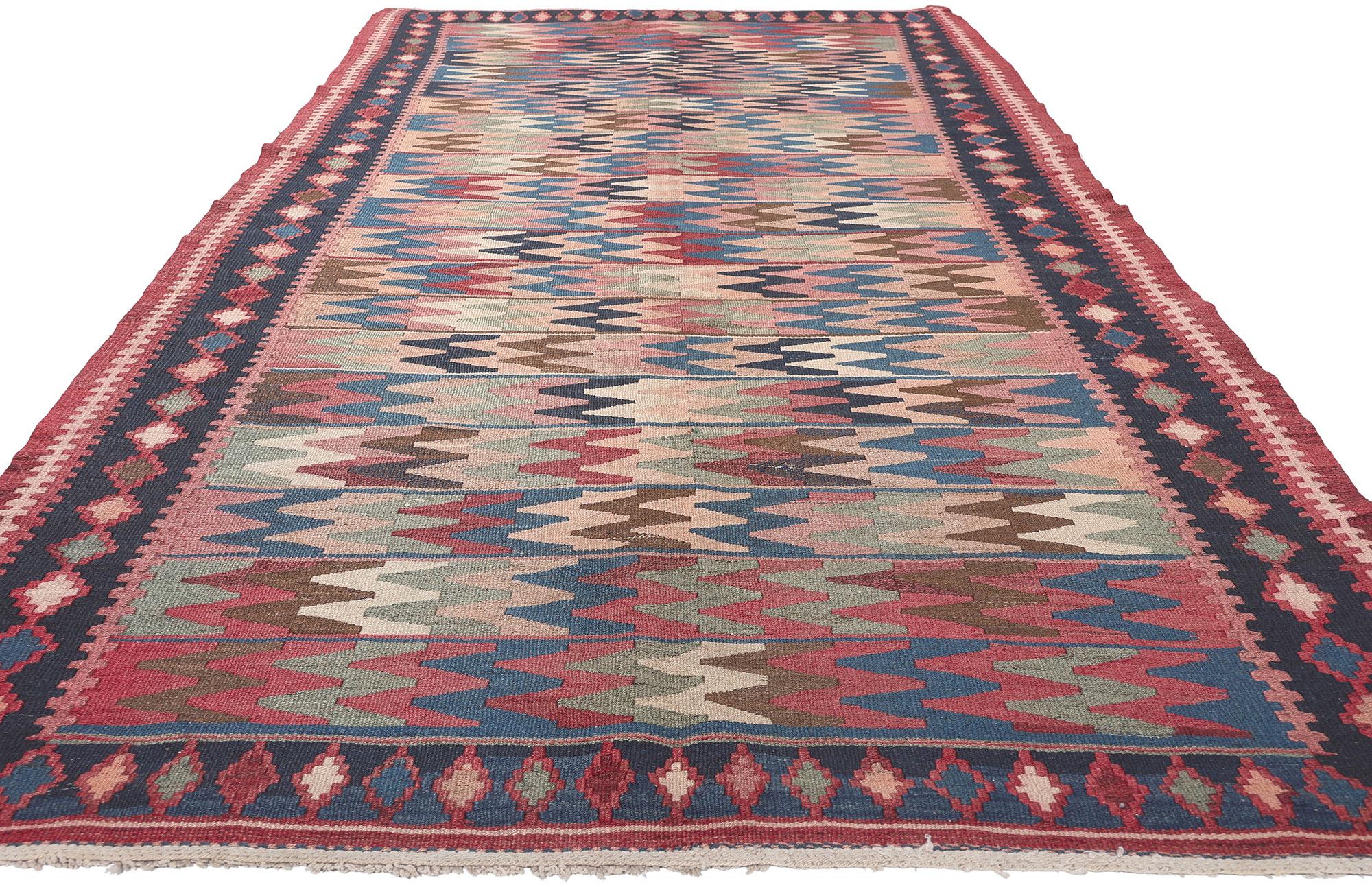 Handgewebter antiker persischer Shahsavan Flachgewebe-Teppich (Stammeskunst) im Angebot
