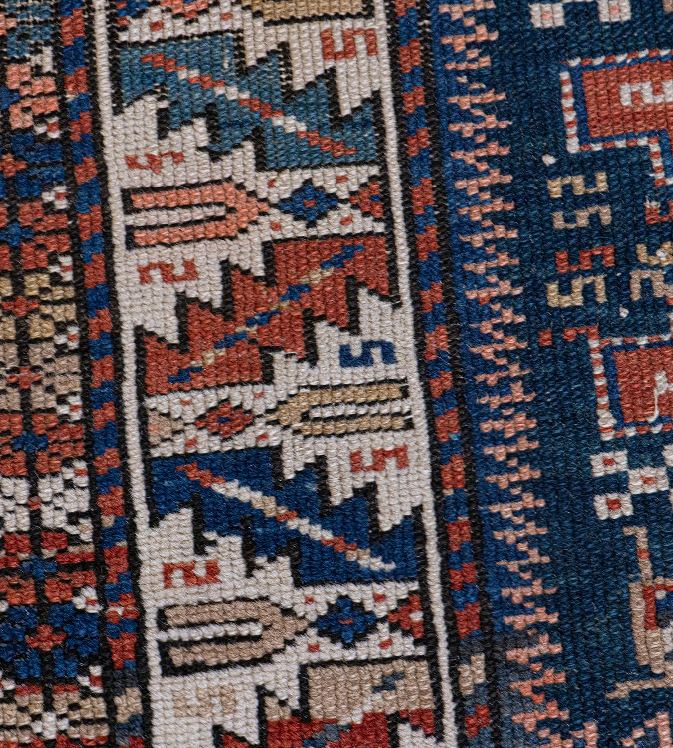 Handwoven Antique Wool Caucasian Rug 1