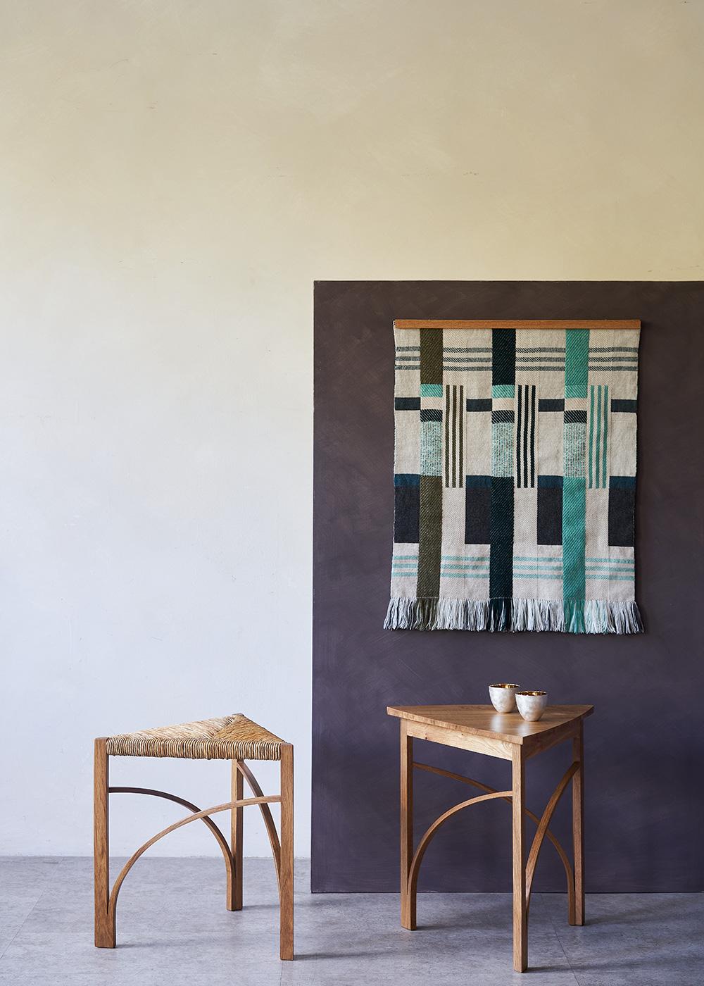 This tactile double-sided piece is one of a series of handwoven artworks and interior accessories from the Altitude100 collection.

Handwoven in my studio using British wool and a double cloth technique, two layers of colour interplay with four