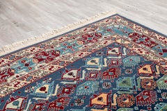Handwoven Azerbaijani Red, Green, and Blue Area Rug Azerbaijan Stitched 6' x 4'
