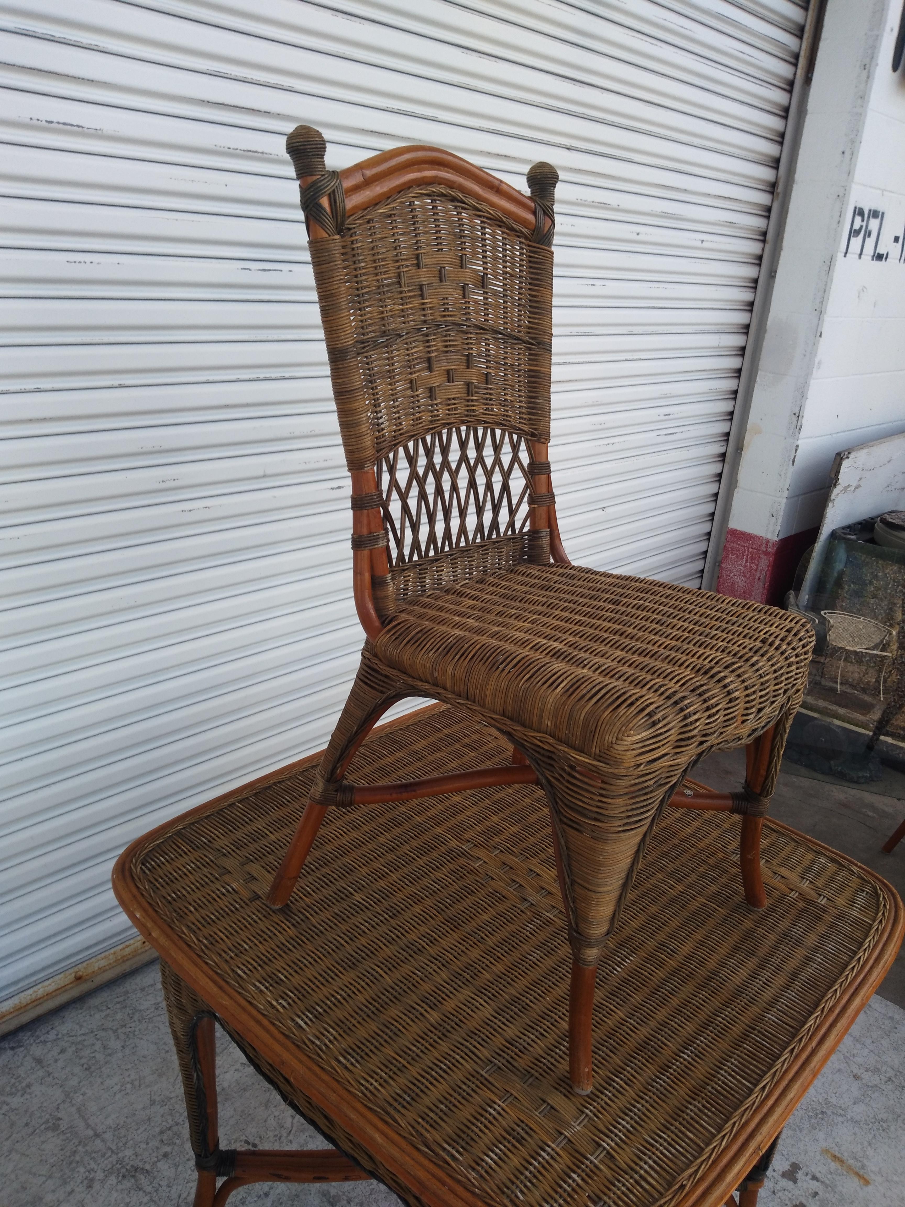 Bambù Set da pranzo in bambù e rattan intrecciato a mano in vendita