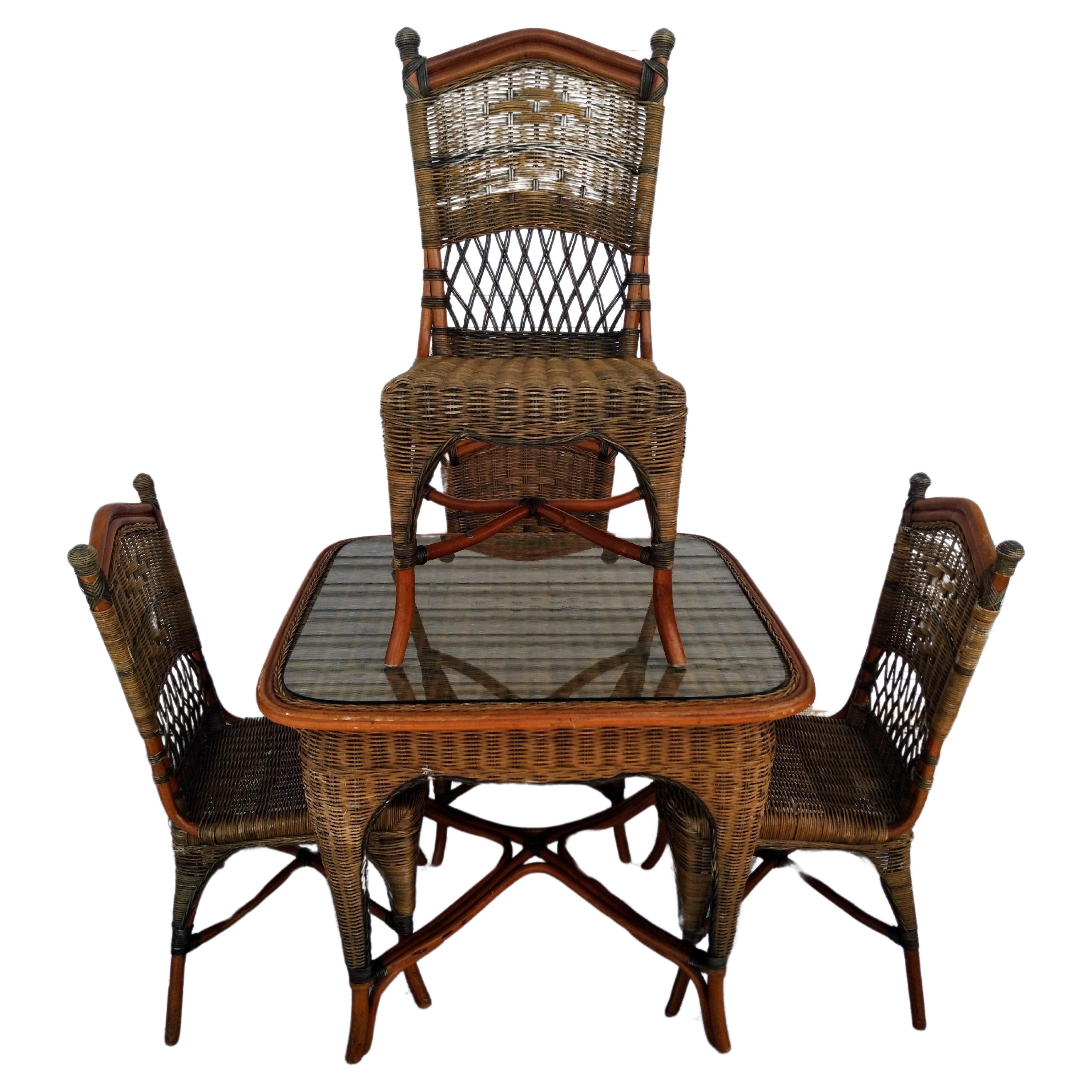 Handwoven Bamboo and Rattan Dining set