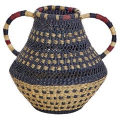 Handwoven Basket Pot, Ethnic, Funky, Patterned, Perfect for dry flowers - small