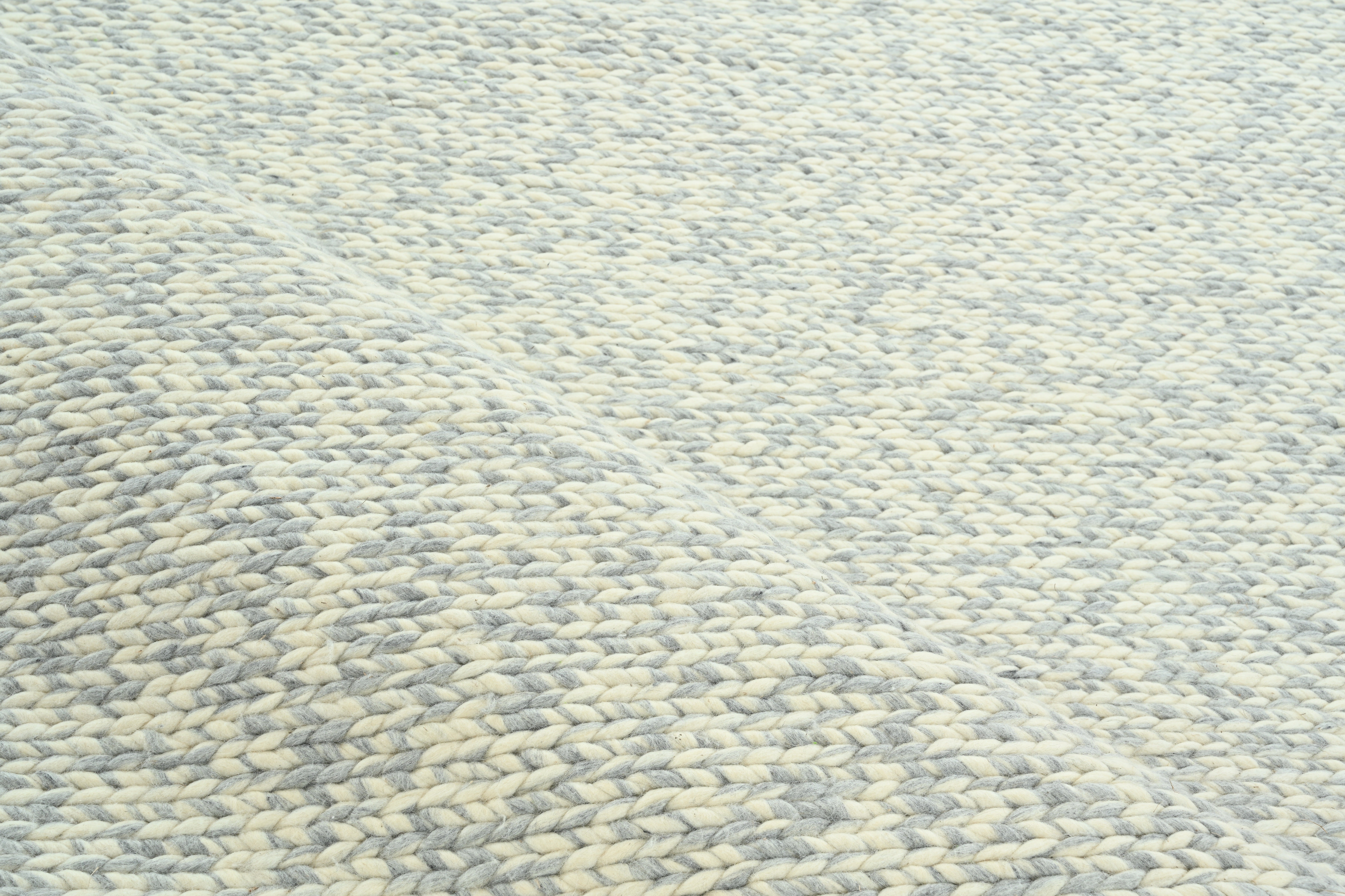 Handwoven Beige and Grey Wool Rug, Contemporary Textured Handmade Carpet