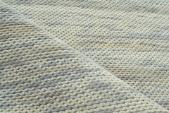 Handwoven Beige and Grey Wool Rug, Minimal Modern Handmade Carpet