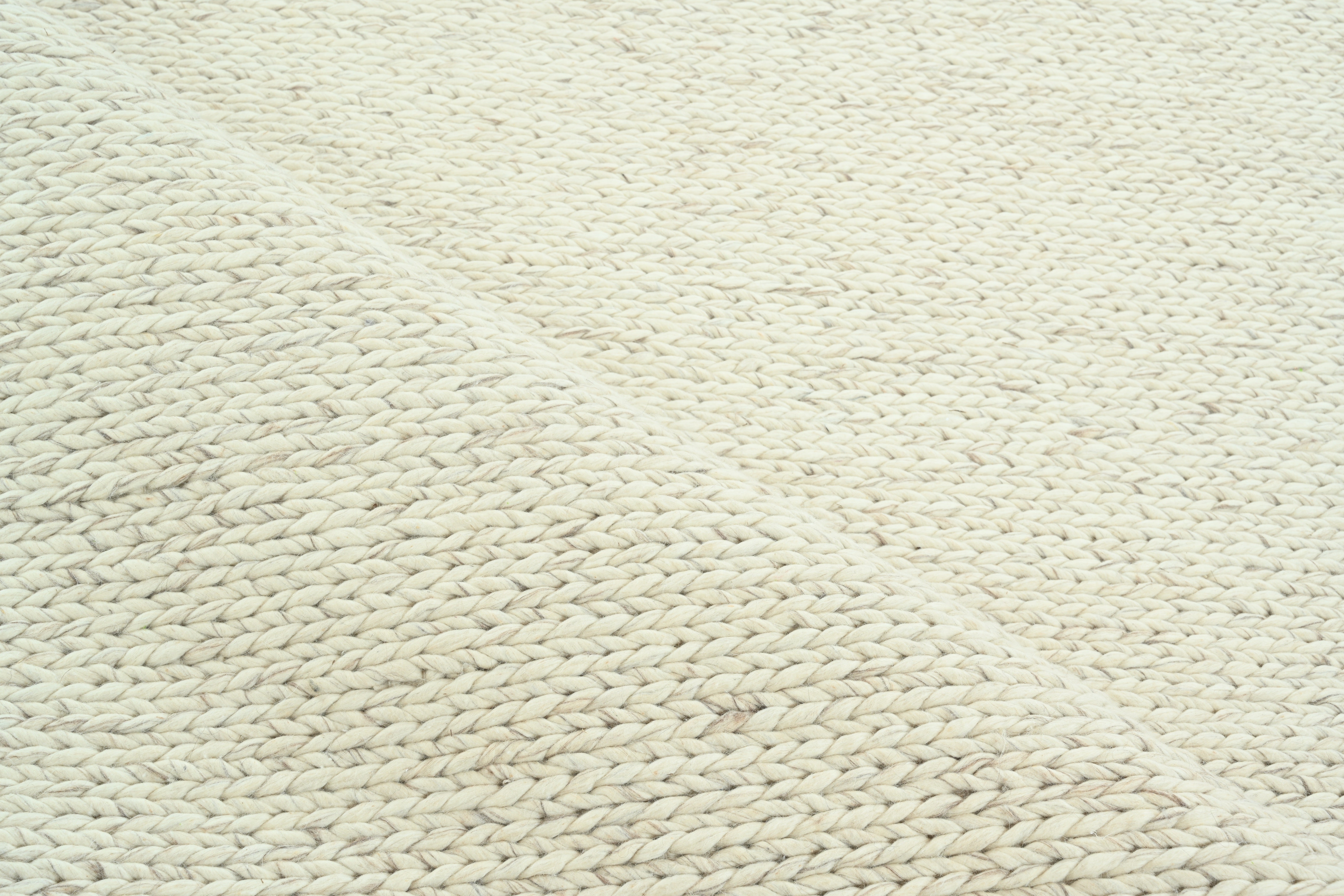 Handwoven Beige Wool Rug, Minimalist Contemporary Handmade Carpet